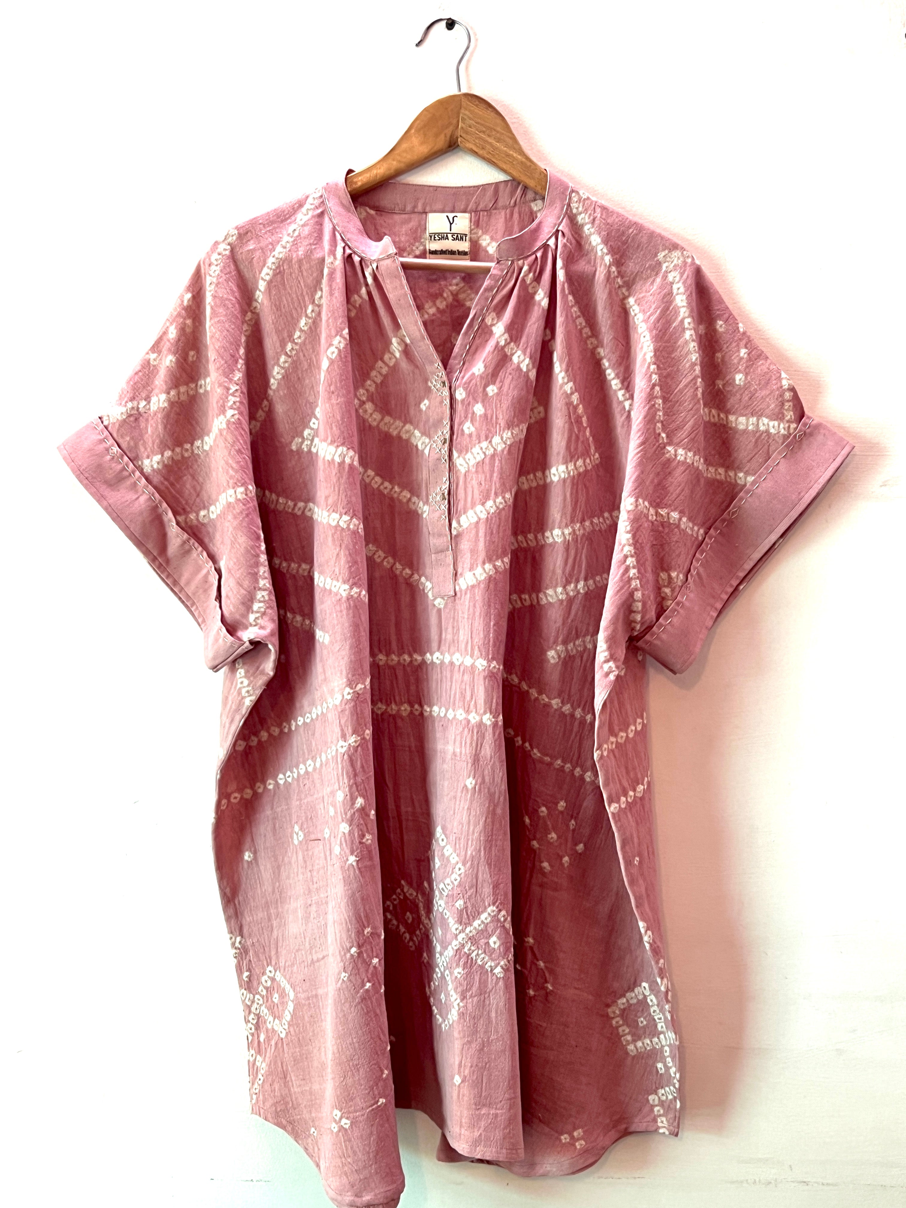 Light Pink Bandhani Kaftan Dress