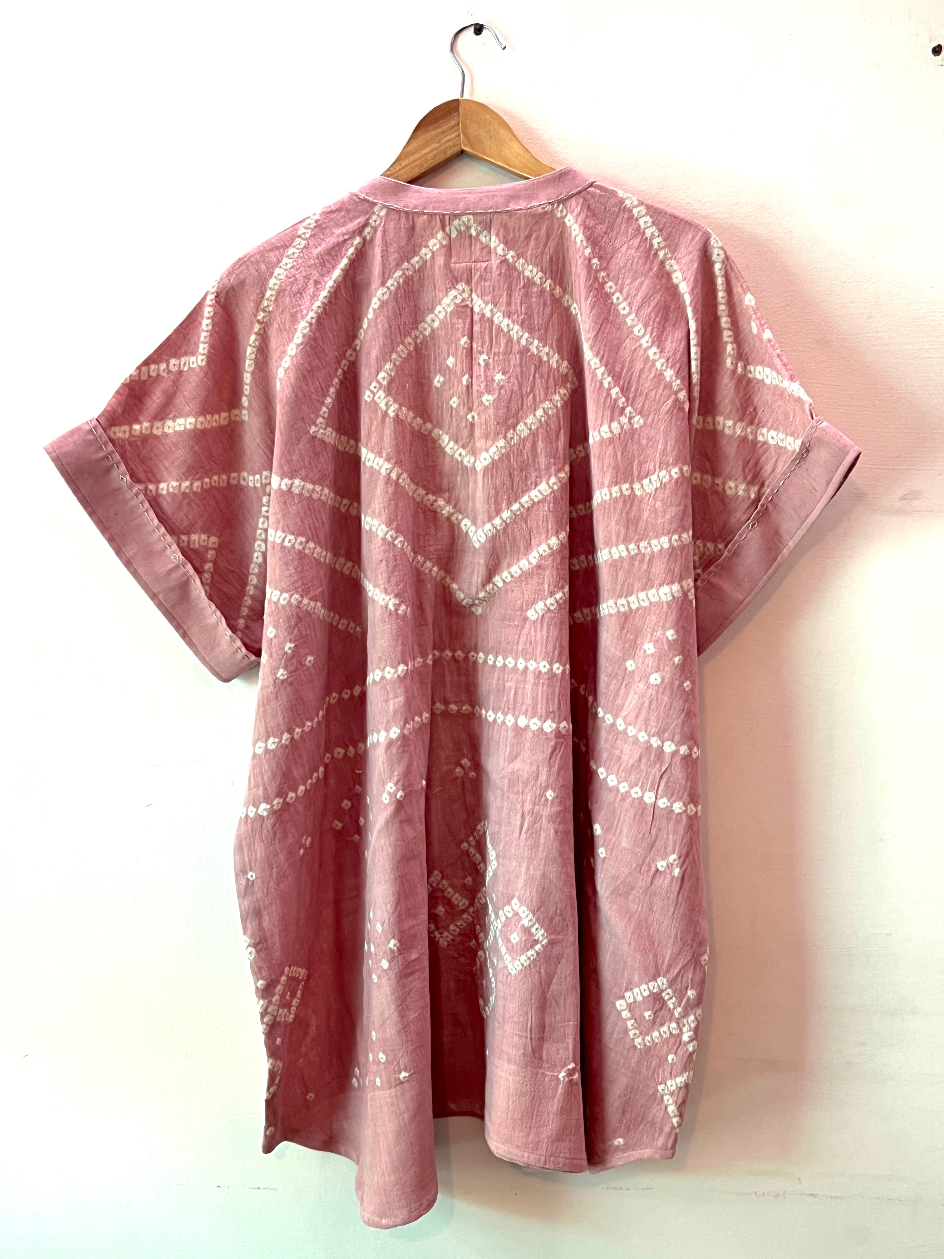 Light Pink Bandhani Kaftan Dress