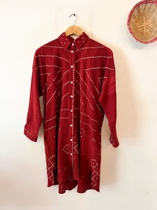 Imperfectly Perfect Bandhani Shirt Dress (Anti-fit)