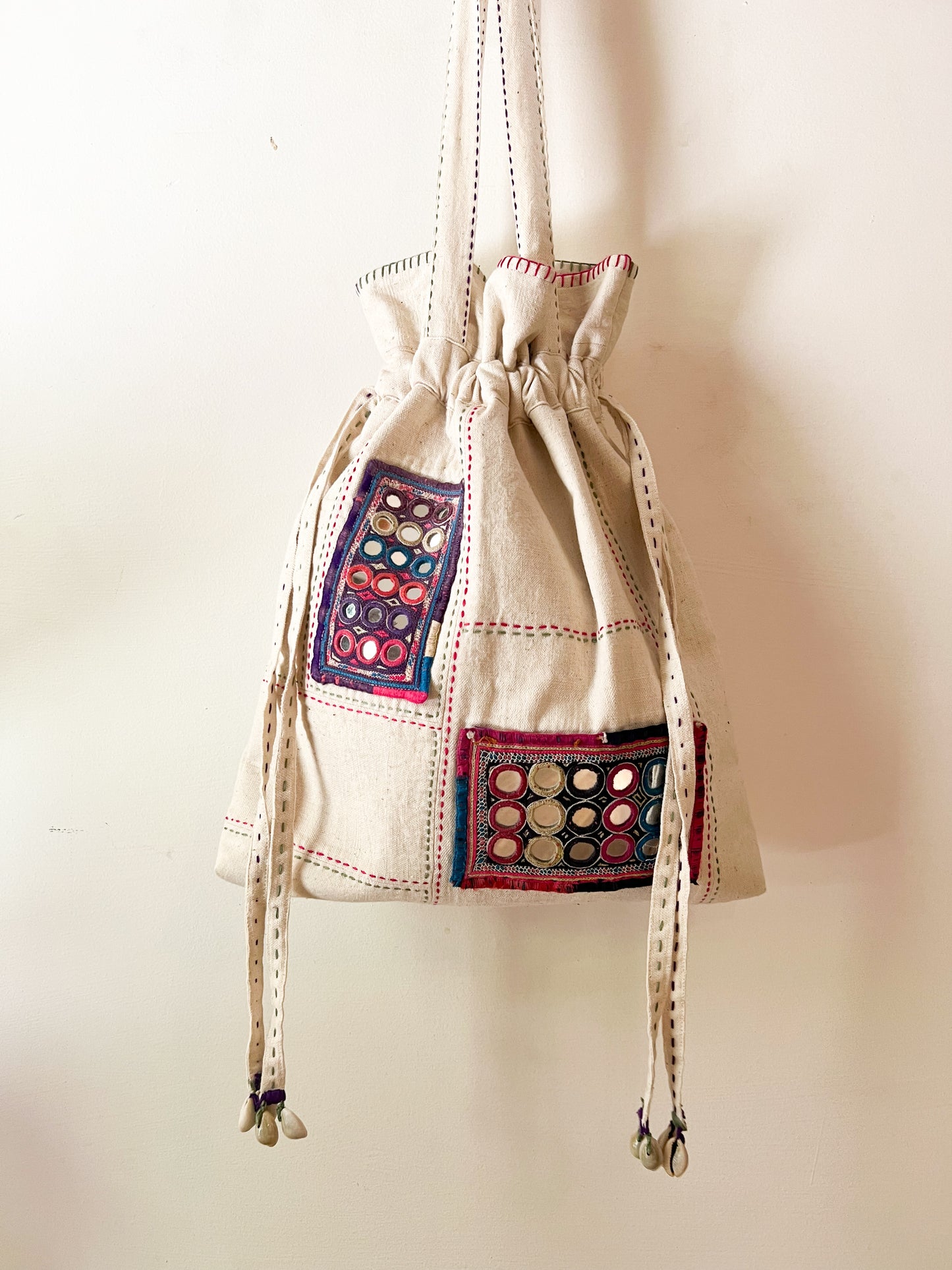 Upcycle Organic Mirror Kantha Tote