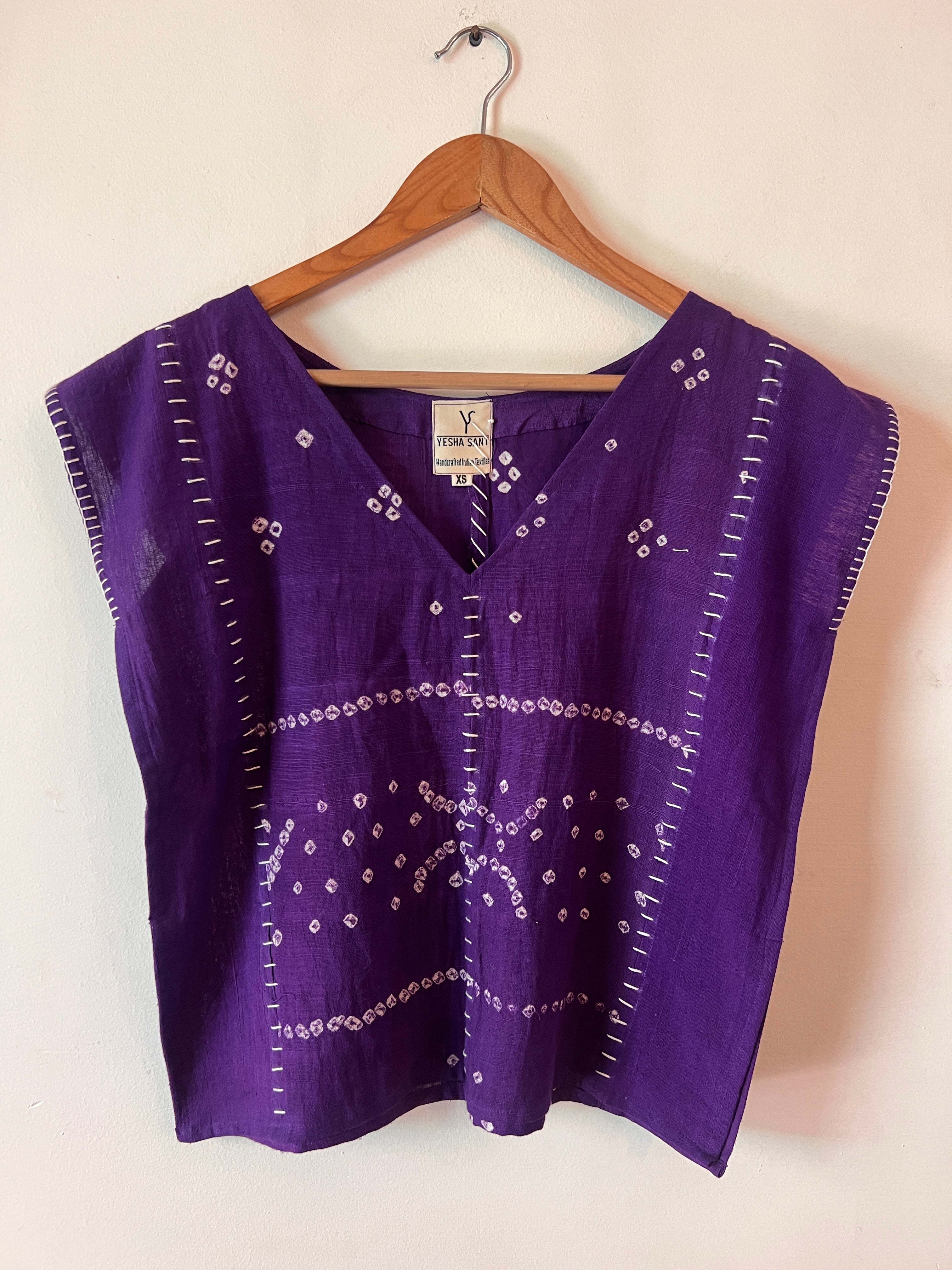 Upcycle Purple Bandhani Boxy Top