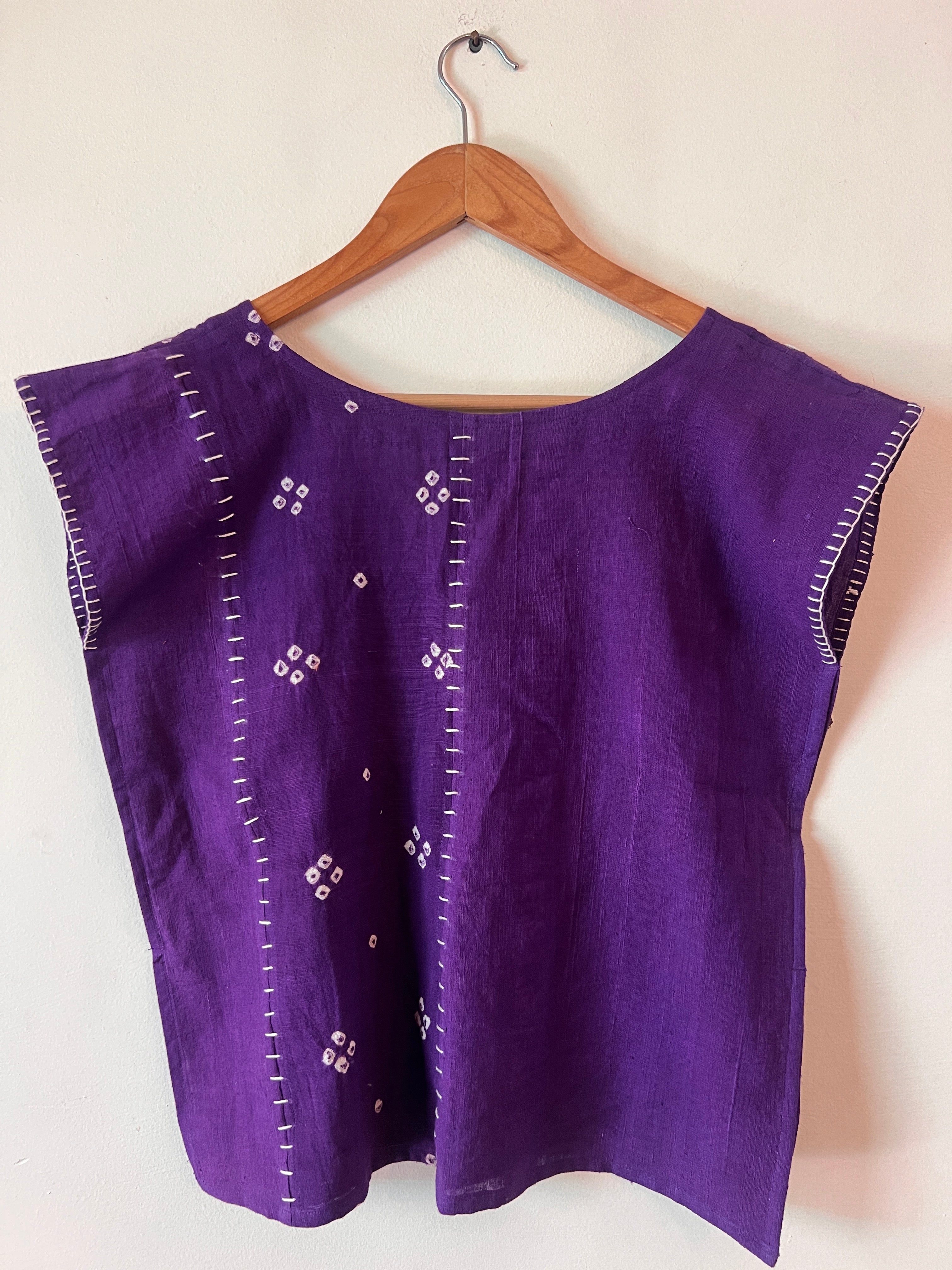 Upcycle Purple Bandhani Boxy Top