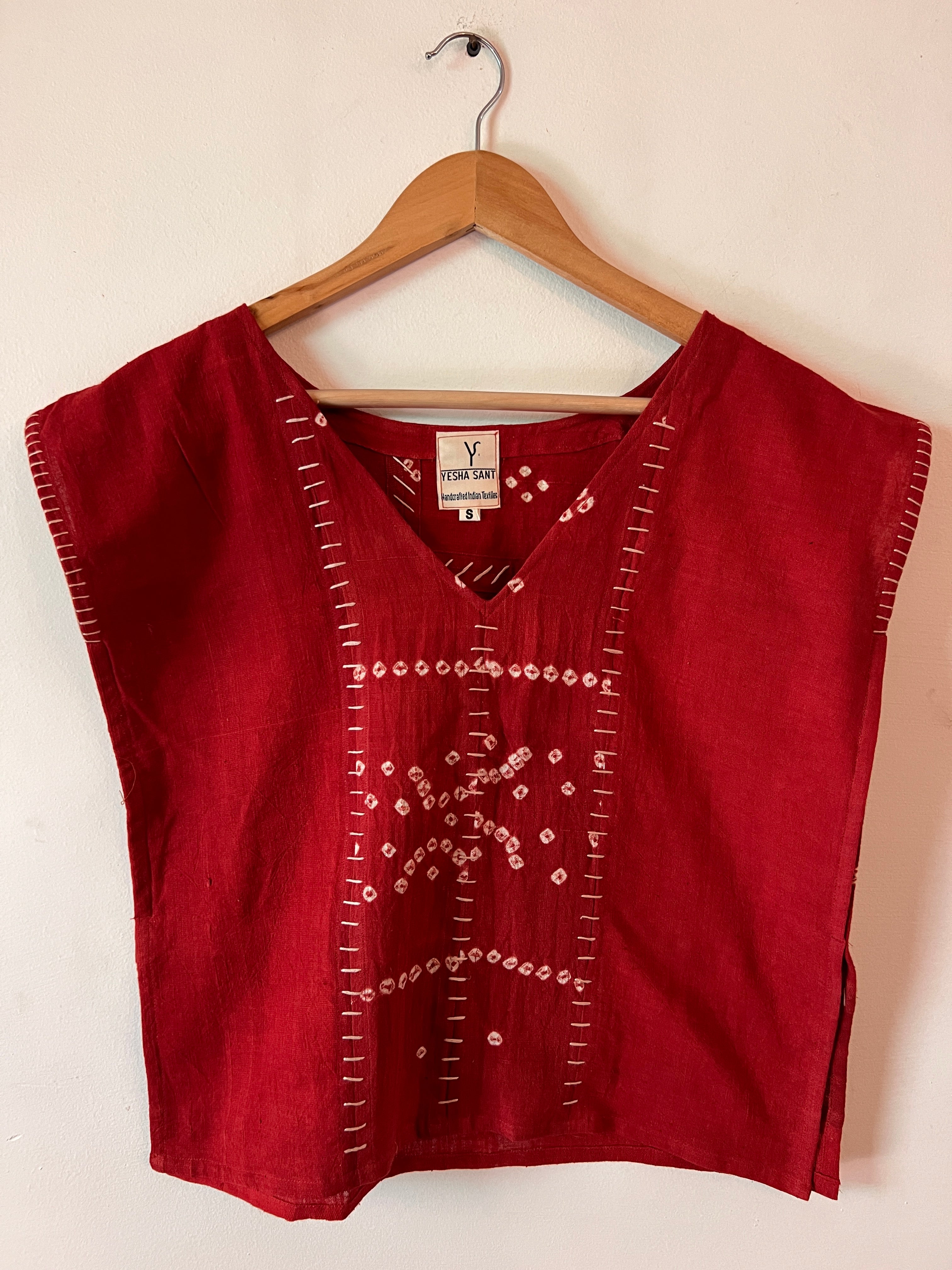 Upcycle Red Bandhani Boxy Top