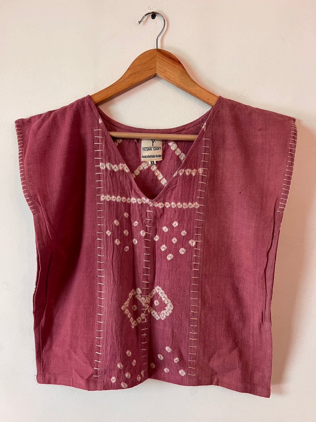 Upcycle Pink Bandhani Boxy Top