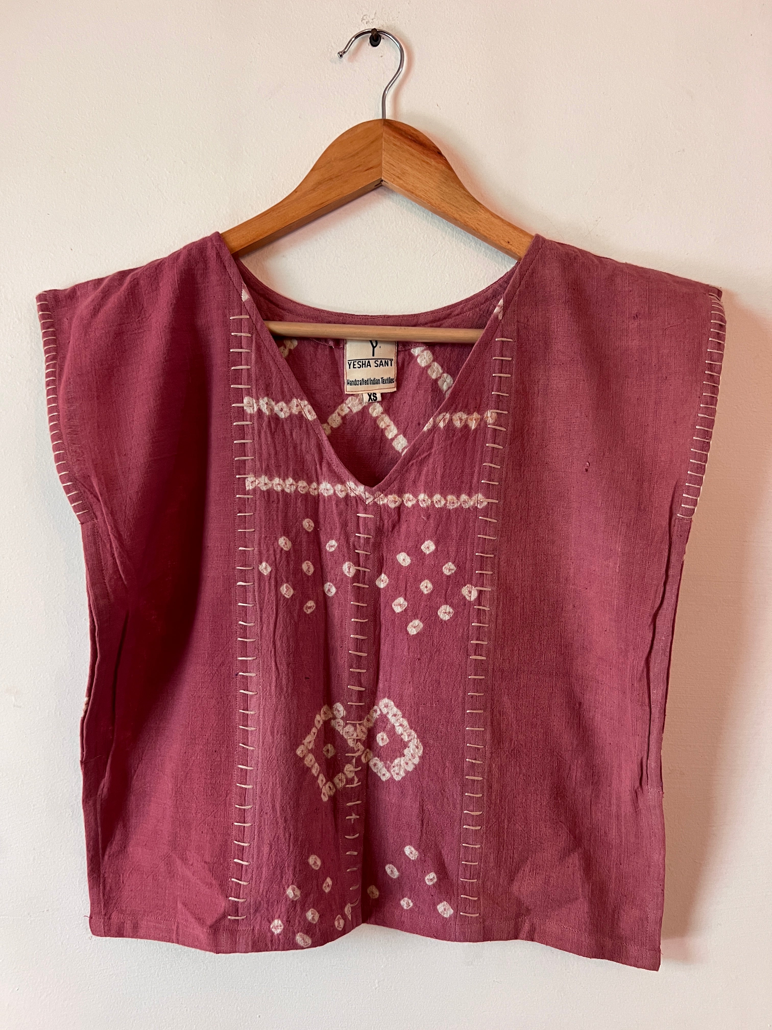 Upcycle Pink Bandhani Boxy Top