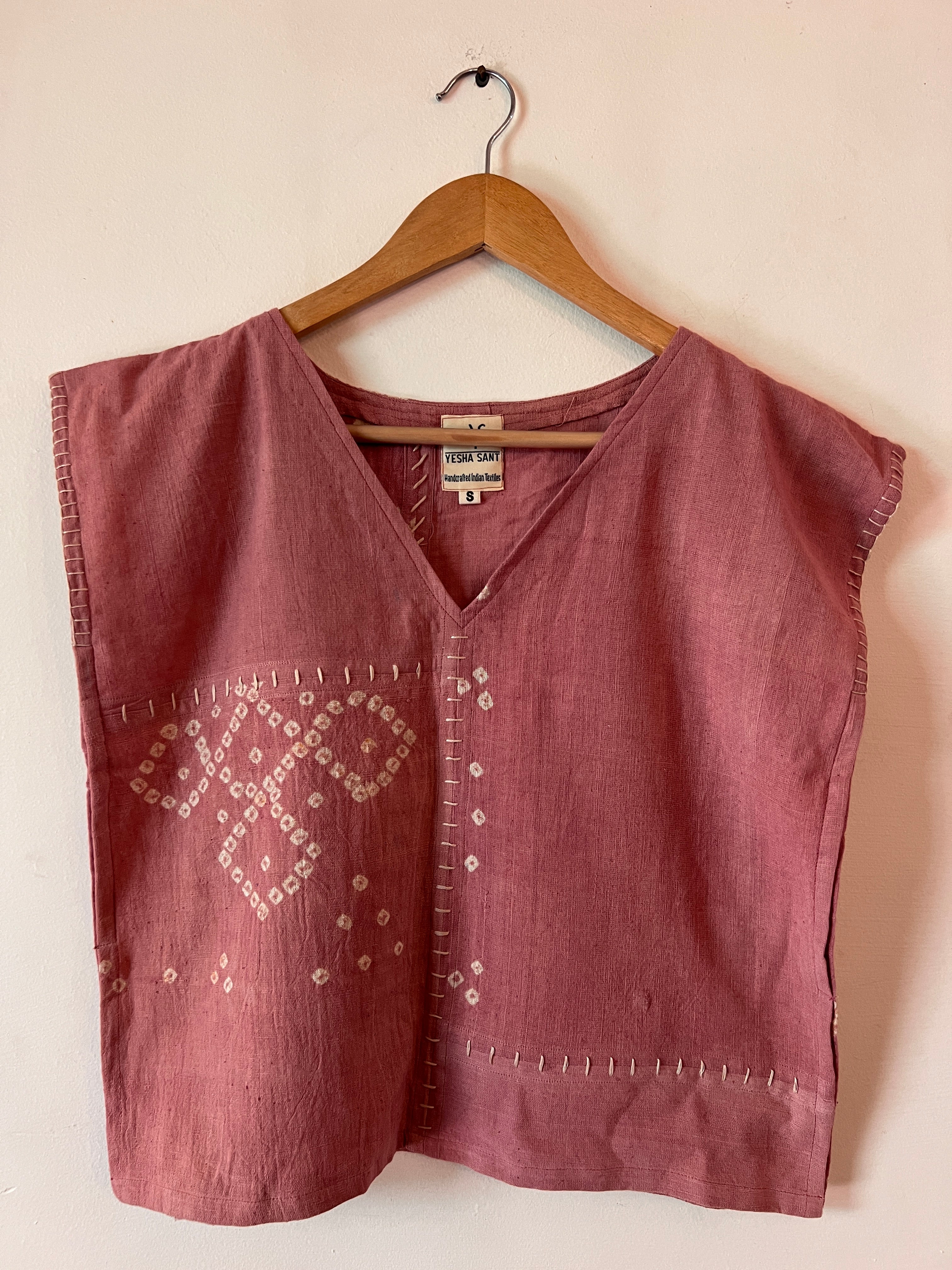 Upcycle Pink Bandhani Boxy Top