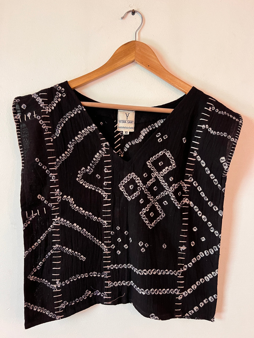 Upcycle Black Bandhani Boxy Top