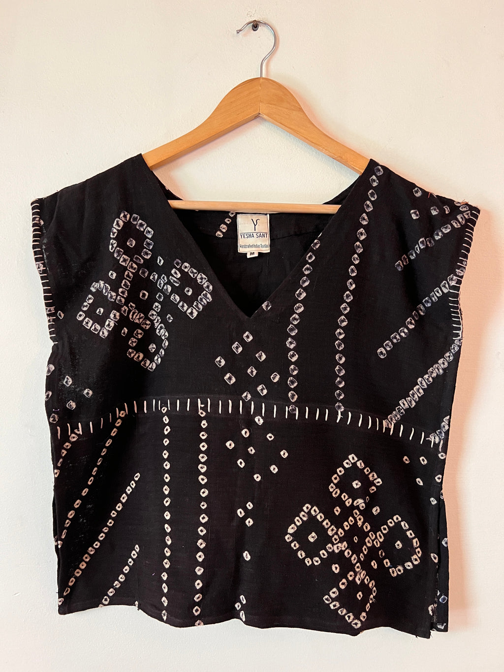 Upcycle Black Bandhani Boxy Top