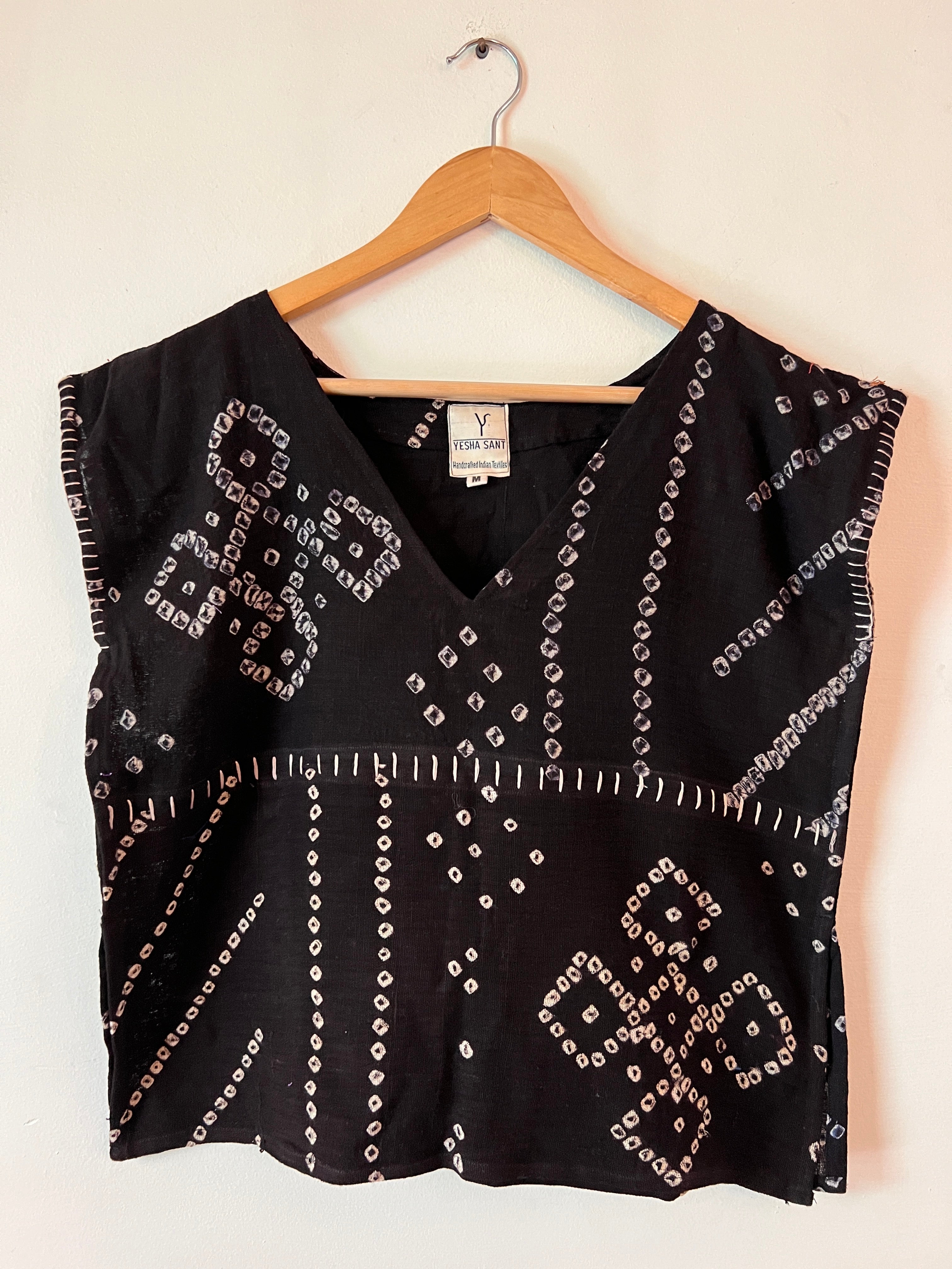 Upcycle Black Bandhani Boxy Top
