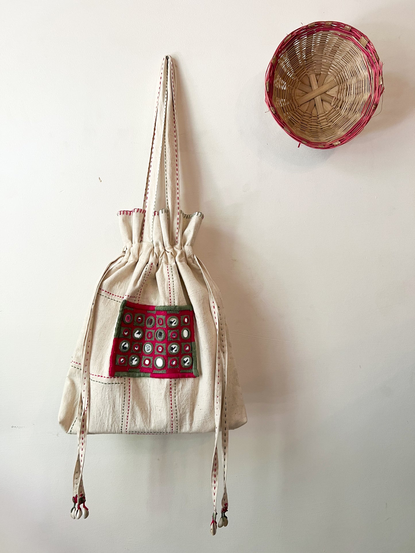 Upcycle Organic Mirror Kantha Tote