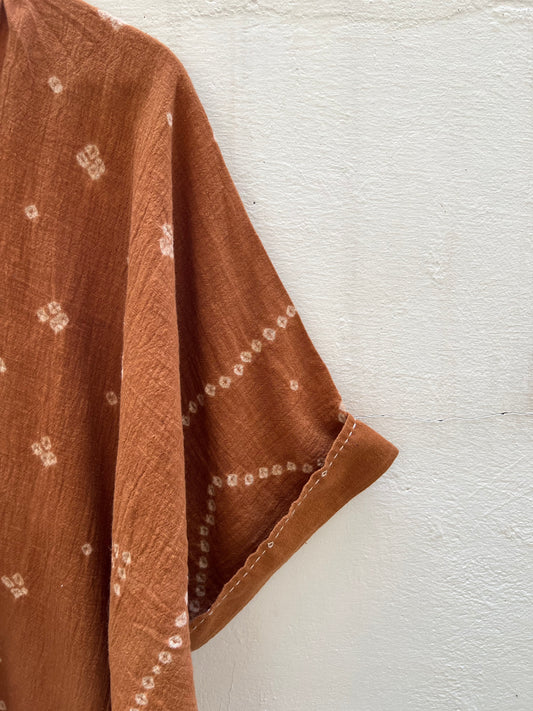 Ochre Rabari Dots Bandhani Kaftan Dress