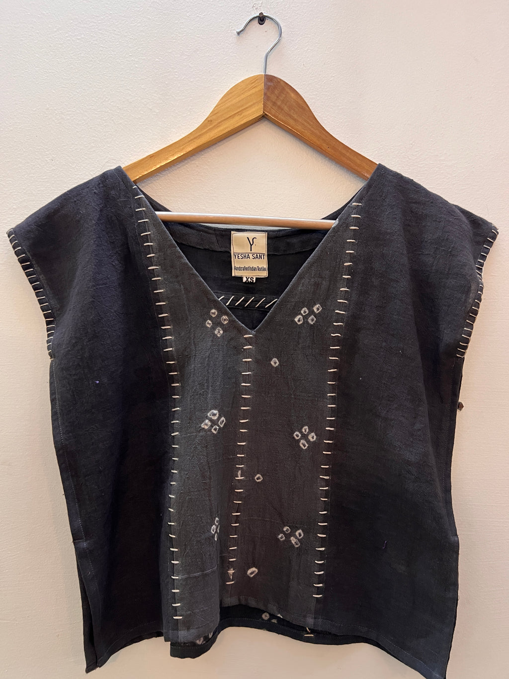 Upcycle Charcoal Bandhani Boxy Top