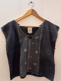 Upcycle Charcoal Bandhani Boxy Top
