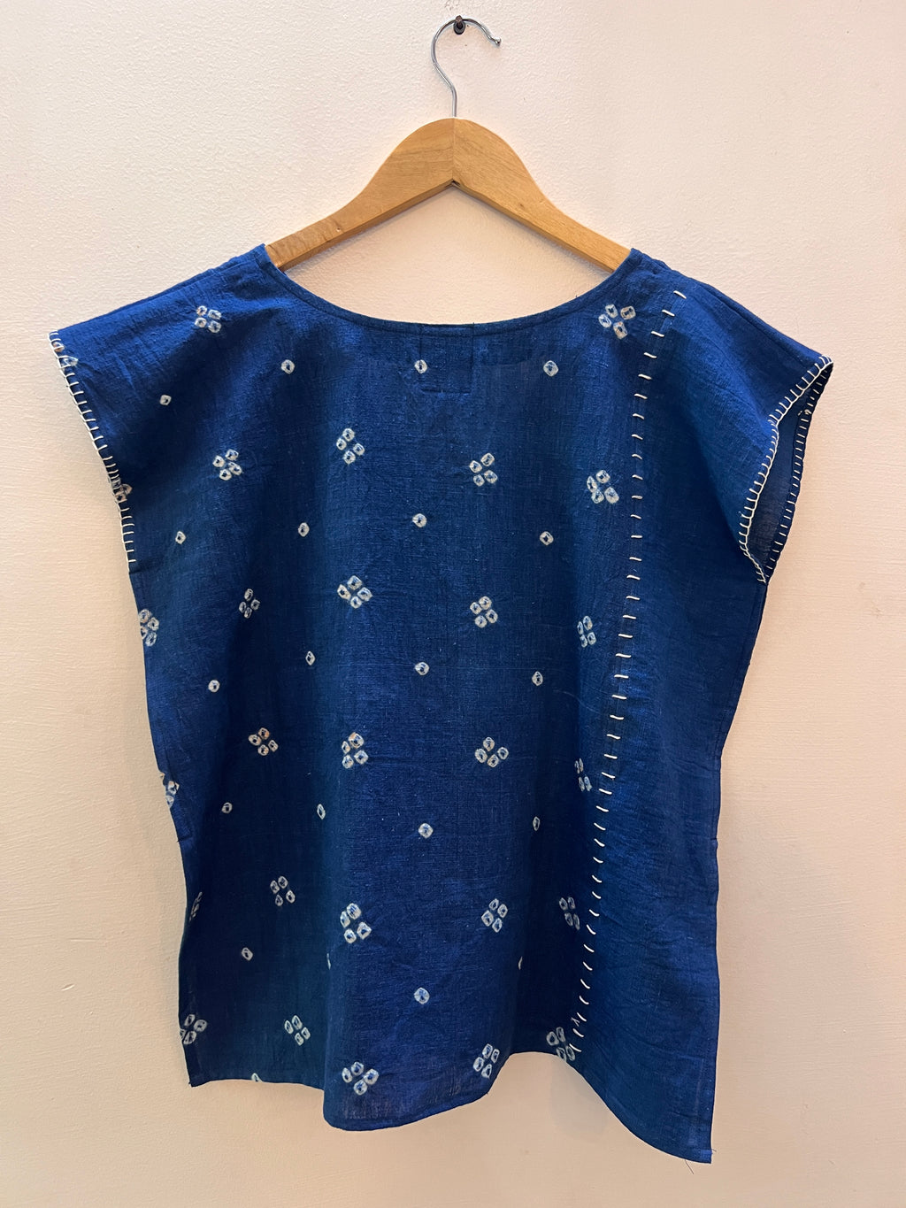 Upcycle lndigo Bandhani Boxy Top