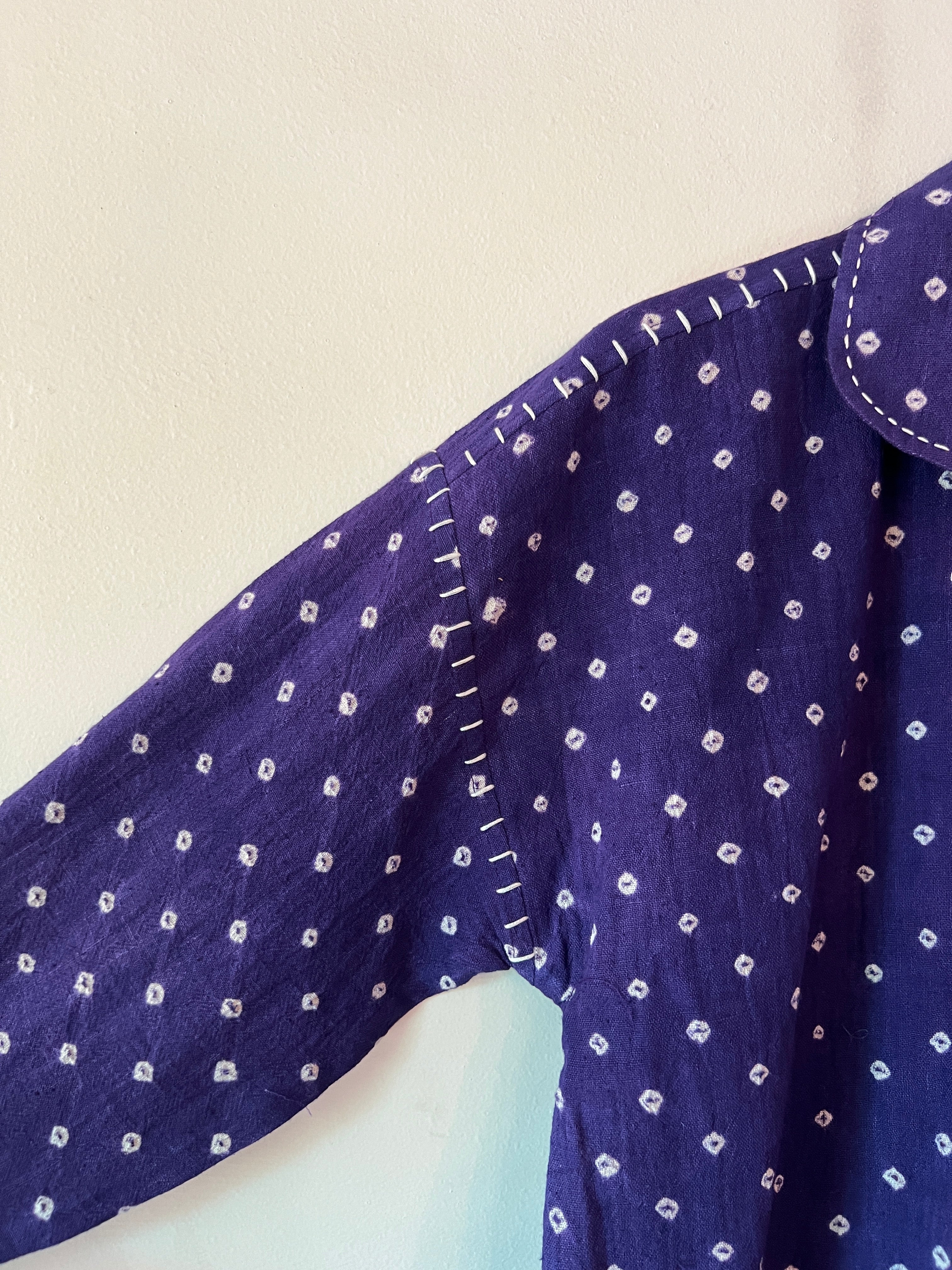 Bandhani Dots Purple Drop Shoulder Boxy Fit Shirt