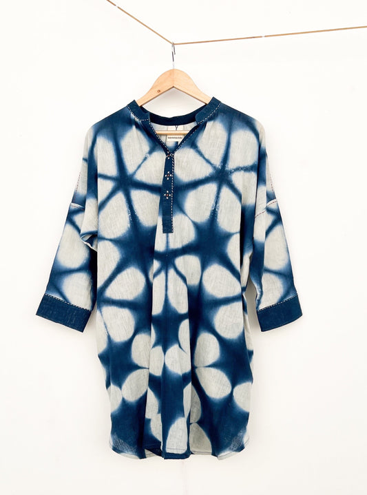 Clamp Dye dress handcrafted sustainable fashion 