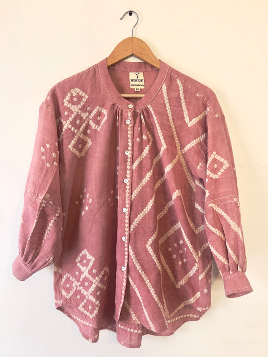 Pre-order Bandhani Tattoo Pink Boxy Top(Delivery 30th January 2026)