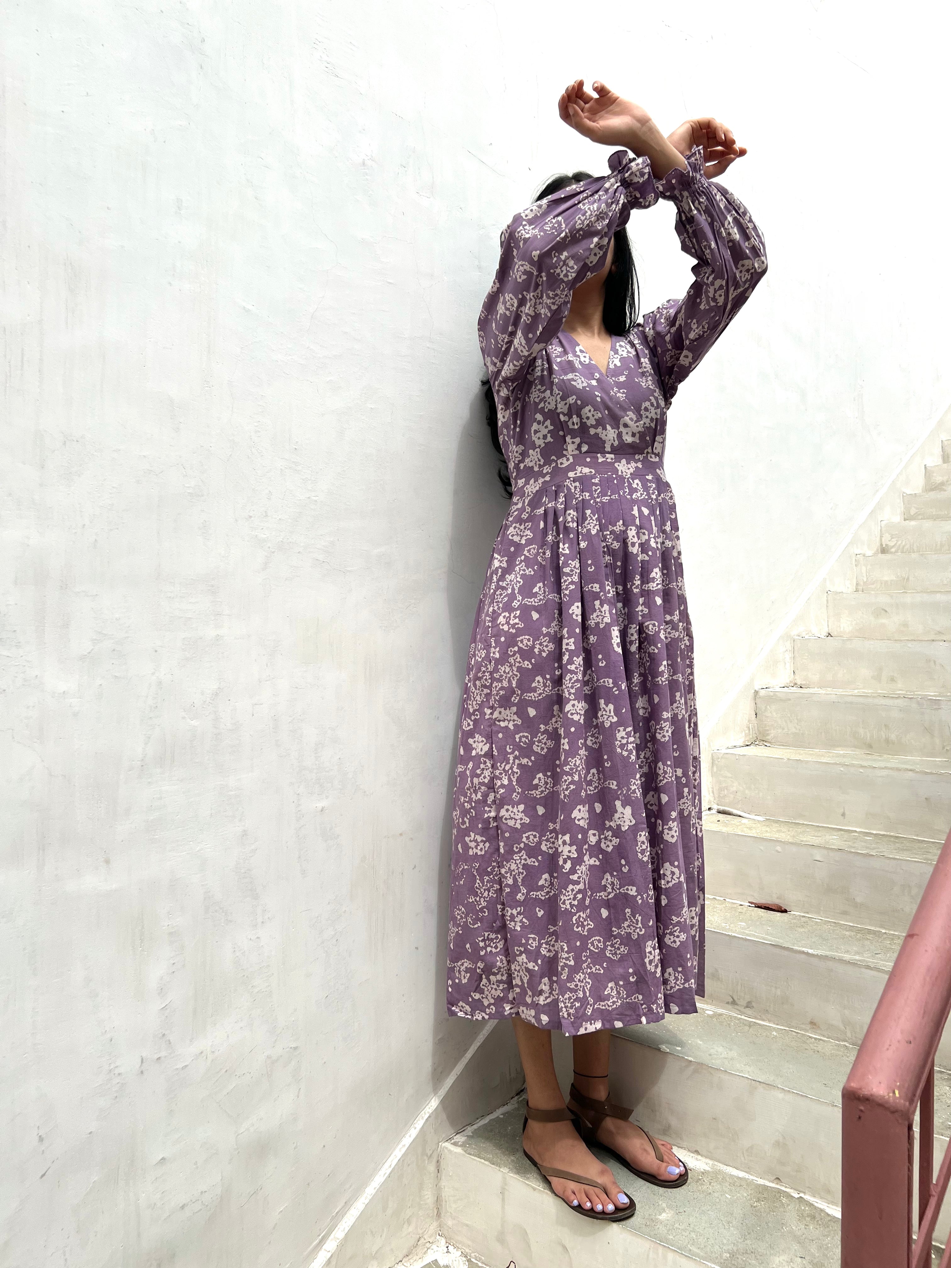 Batik Lavender Fit & Flare Dress