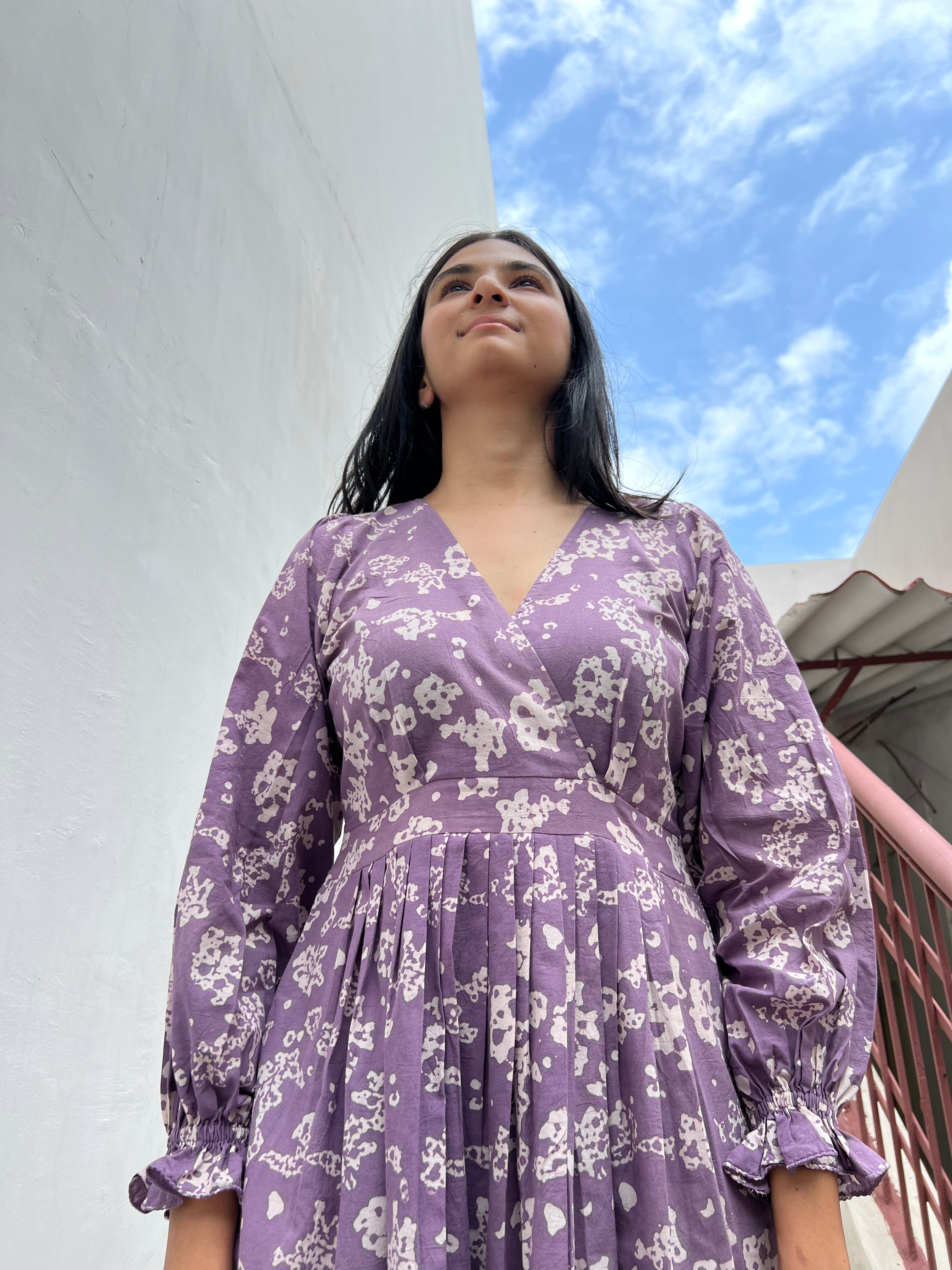 Batik Lavender Fit & Flare Dress