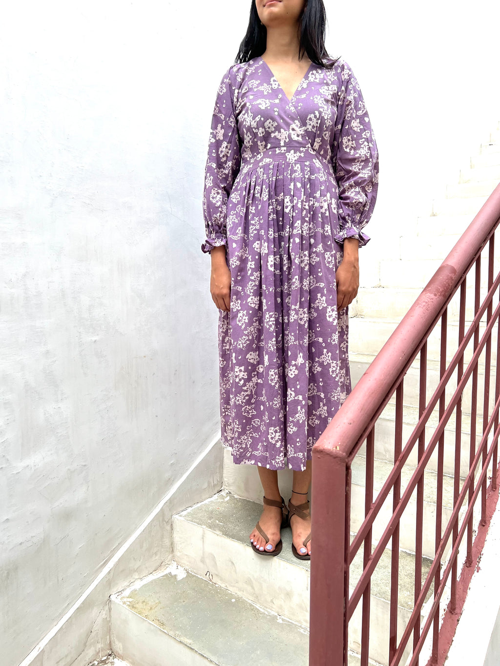 Batik Lavender Fit & Flare Dress
