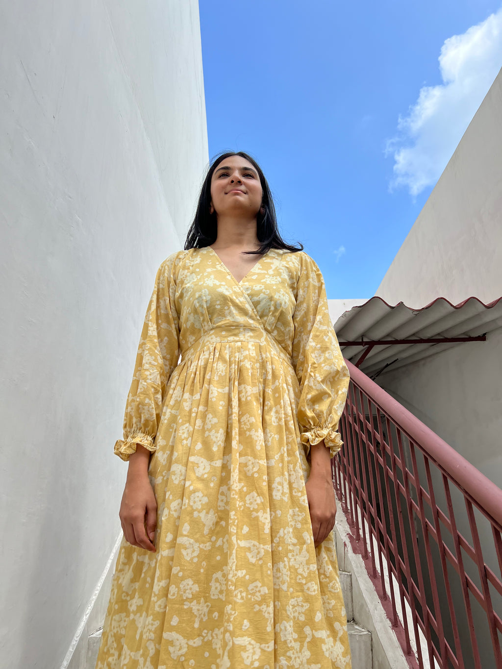Batik Yellow Fit & Flare Dress