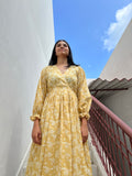 Batik Yellow Fit & Flare Dress