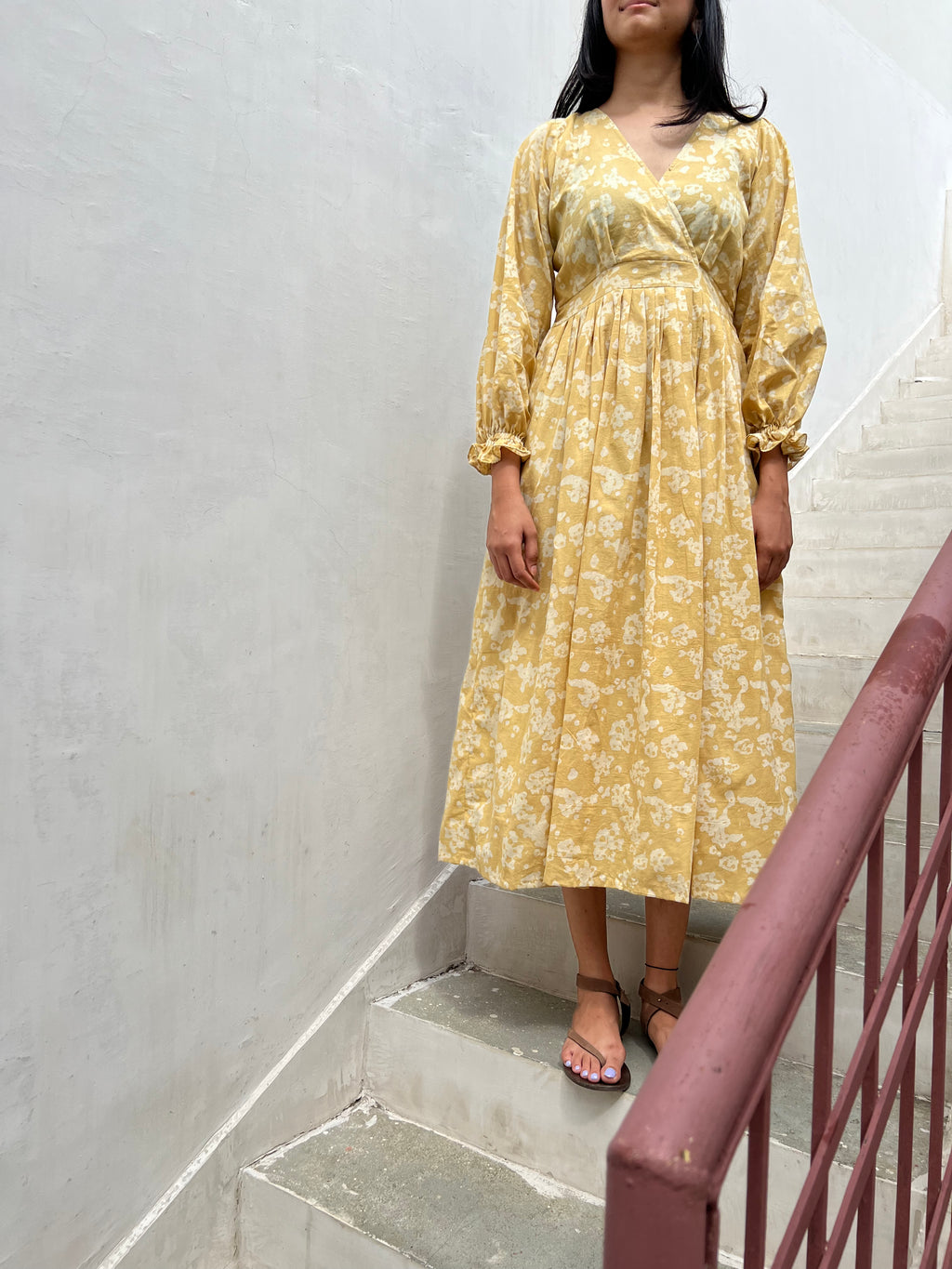 Batik Yellow Fit & Flare Dress