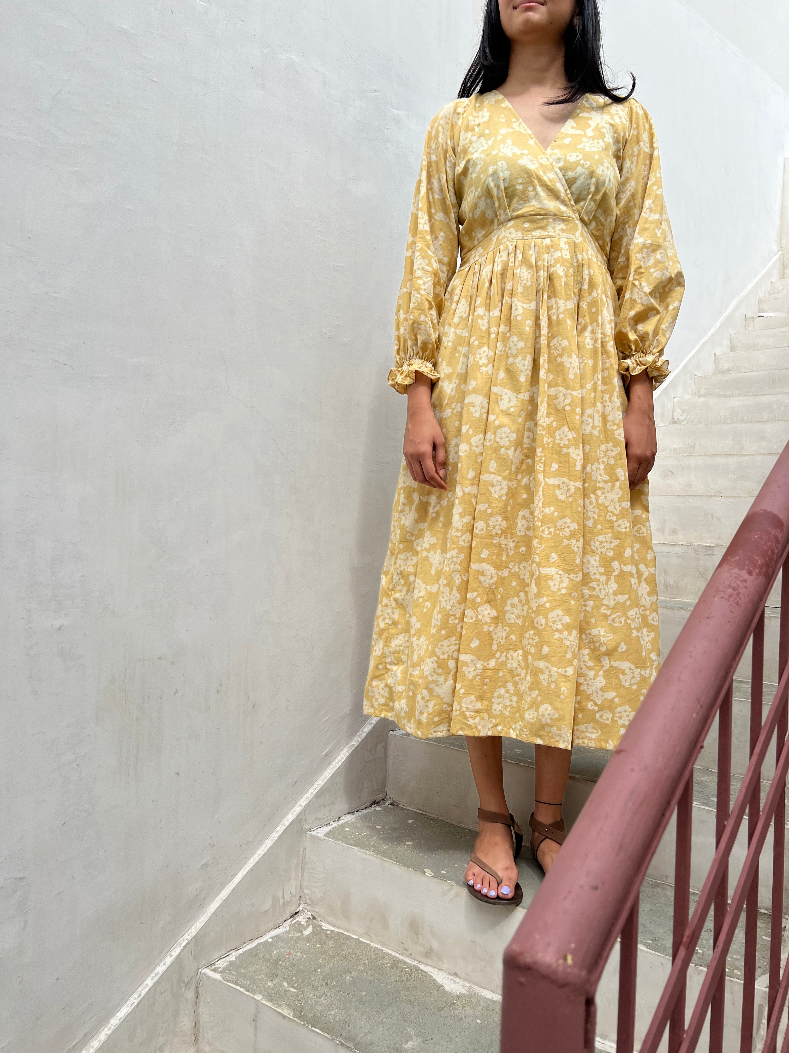 Batik Yellow Fit & Flare Dress