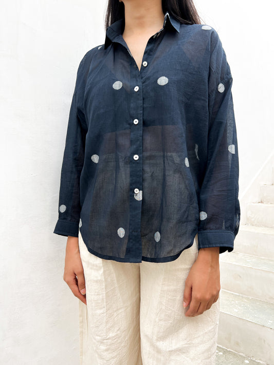 Jamdani Black Boxy Shirt