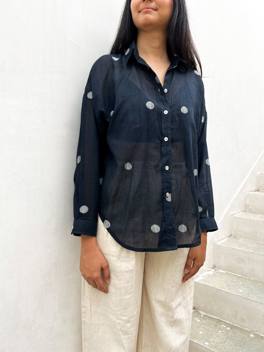 Jamdani Black Boxy Shirt