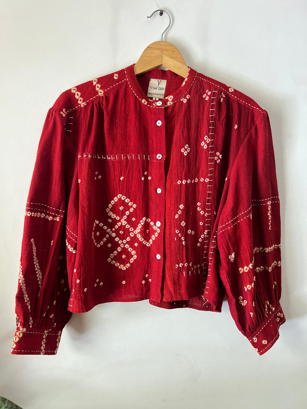 Pre-order Upcycle Bandhani Crop Boxy Shirt