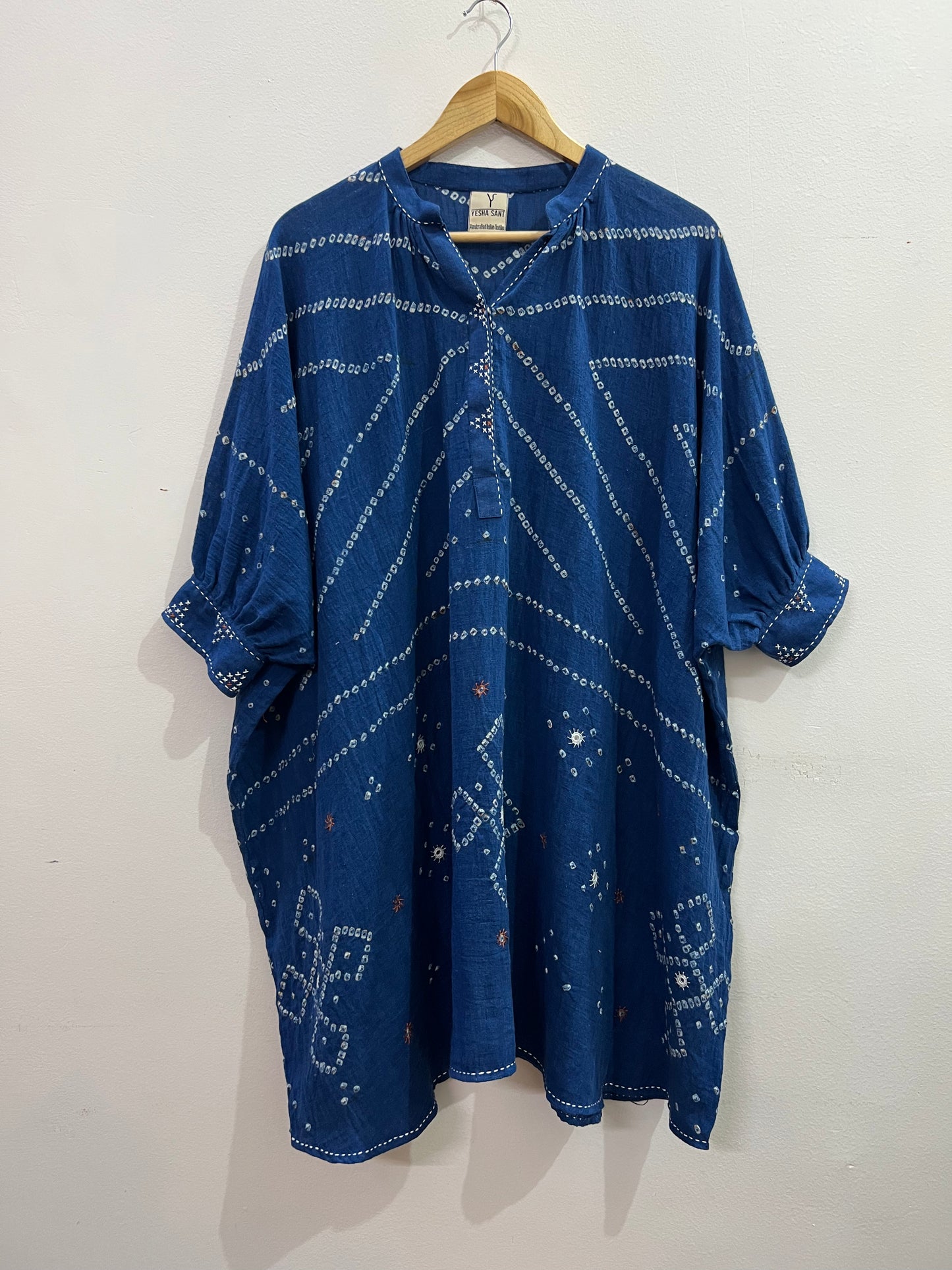 Bandhani Mirror Indigo Kaftan Dress