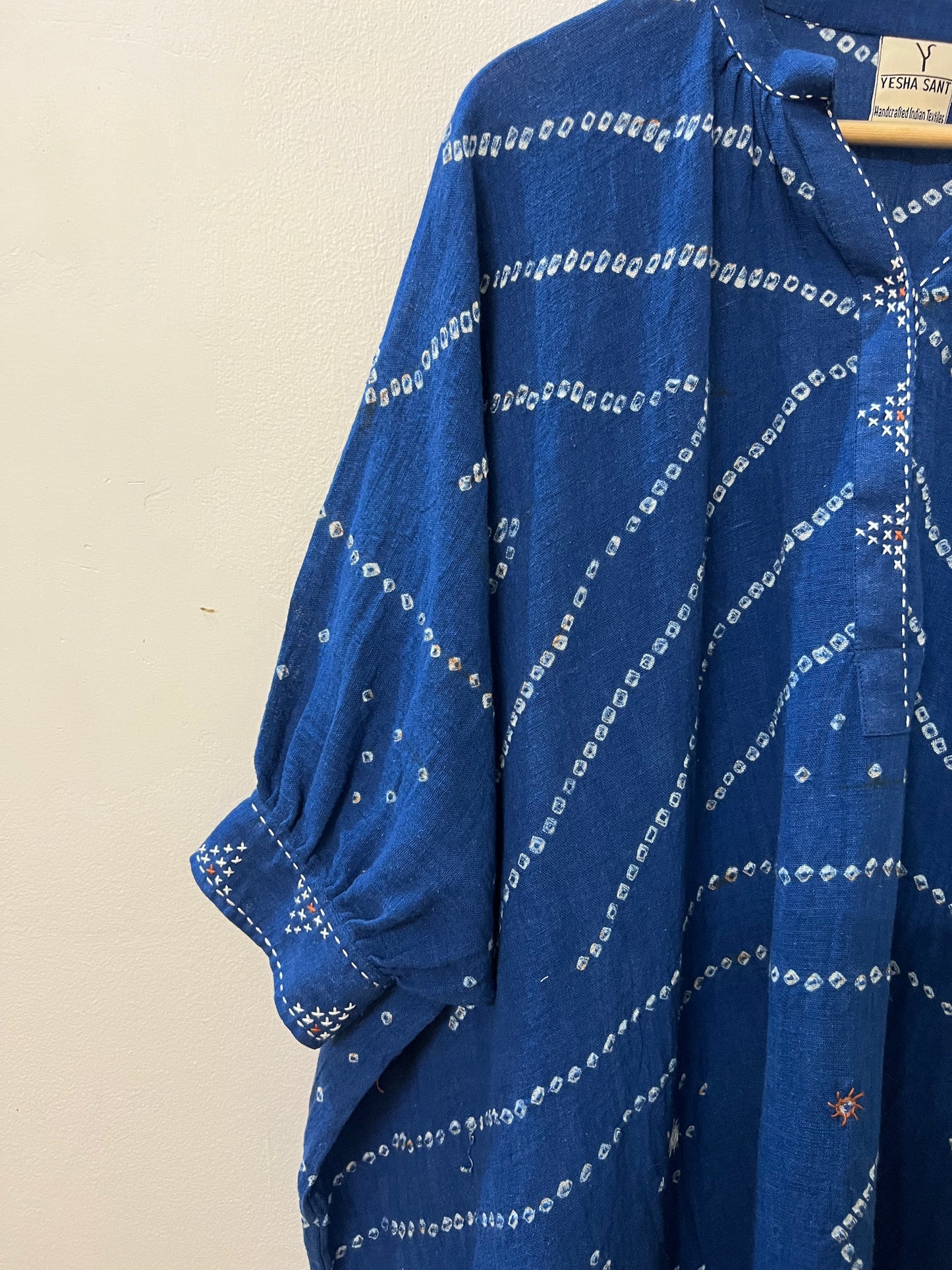 Bandhani Mirror Indigo Kaftan Dress