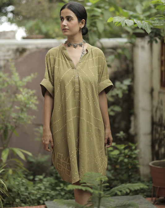 Bandhani Sage Kaftan Dress