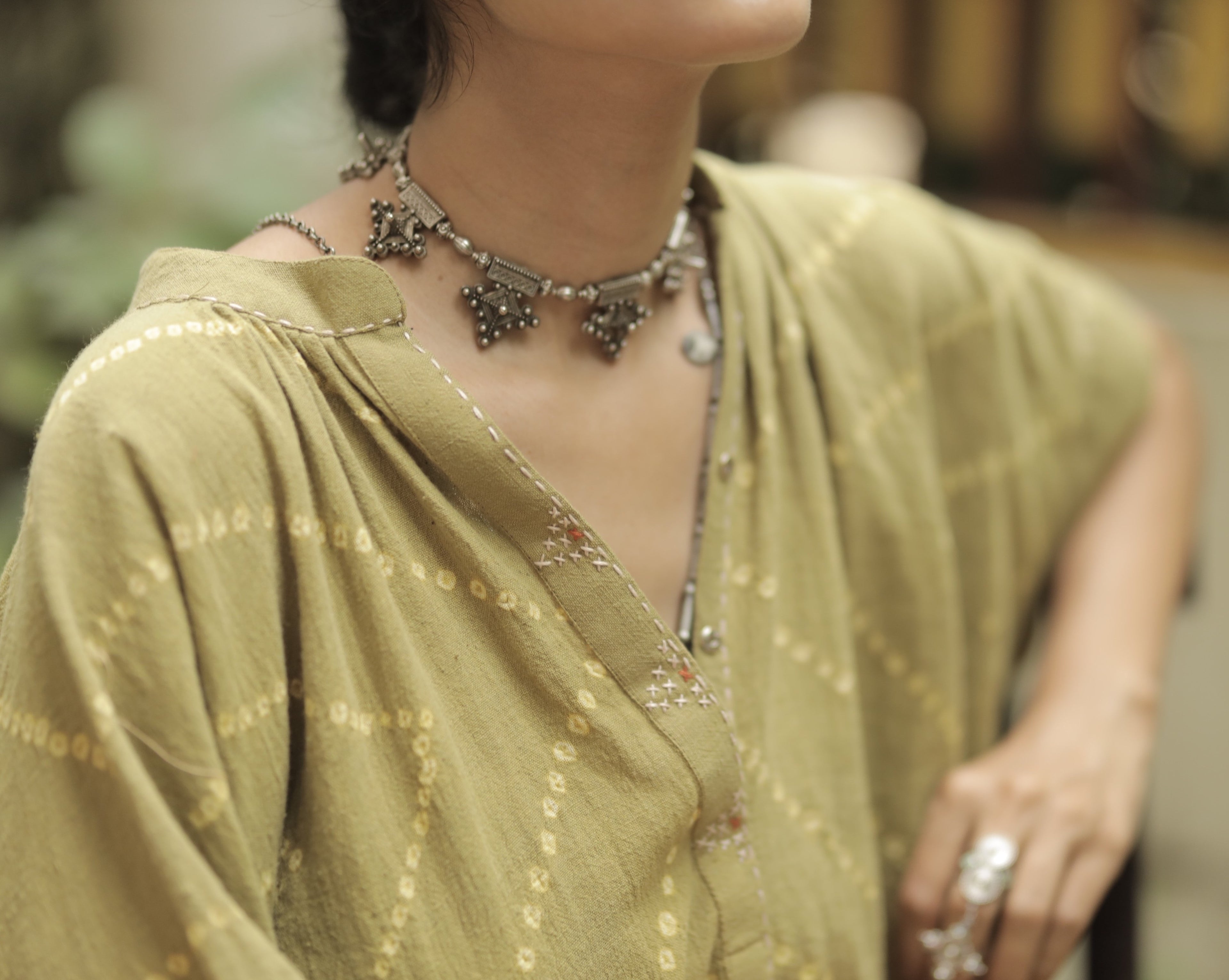 Bandhani Sage Kaftan Dress