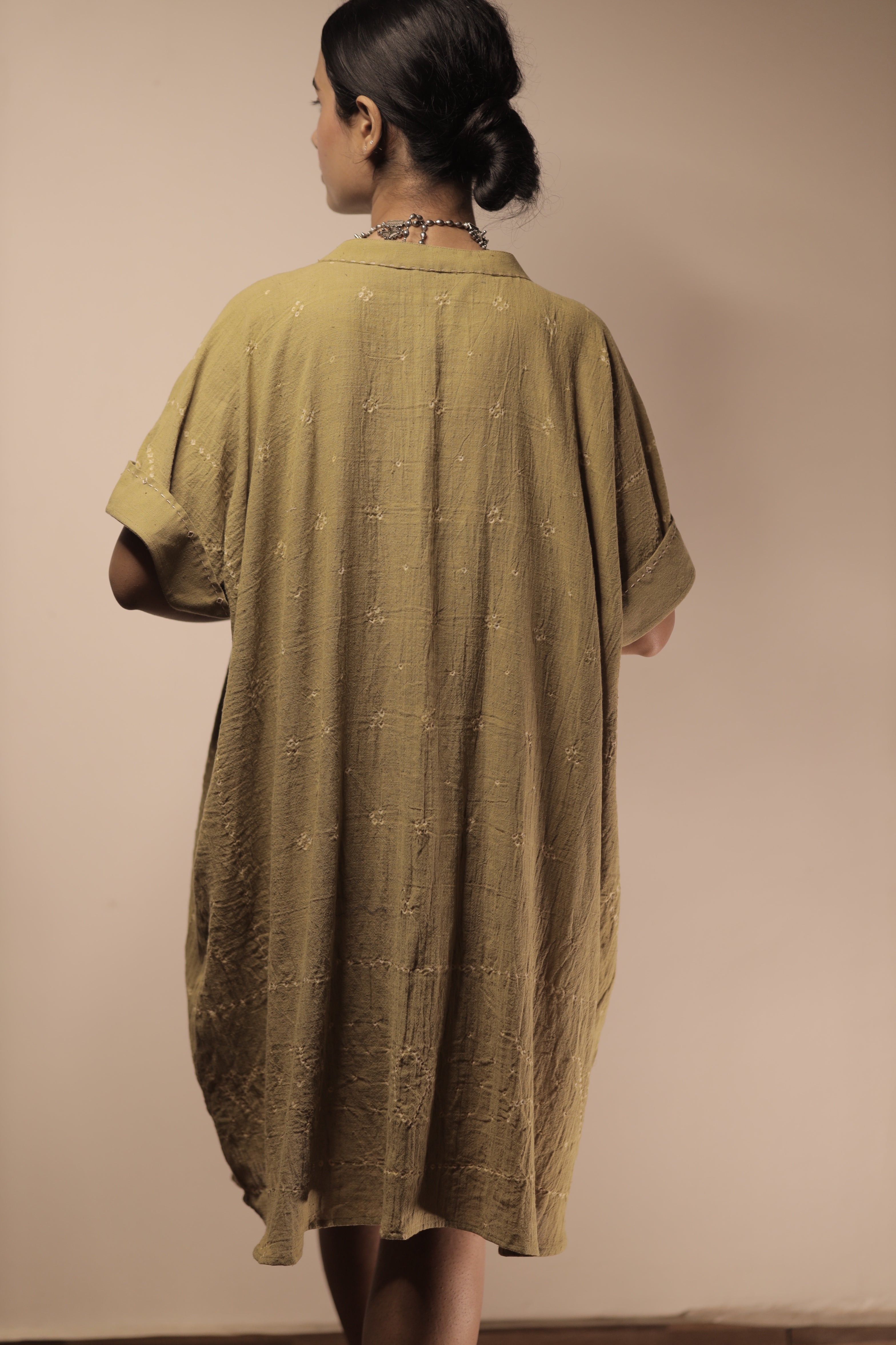 Bandhani Rabari Sage Kaftan Dress