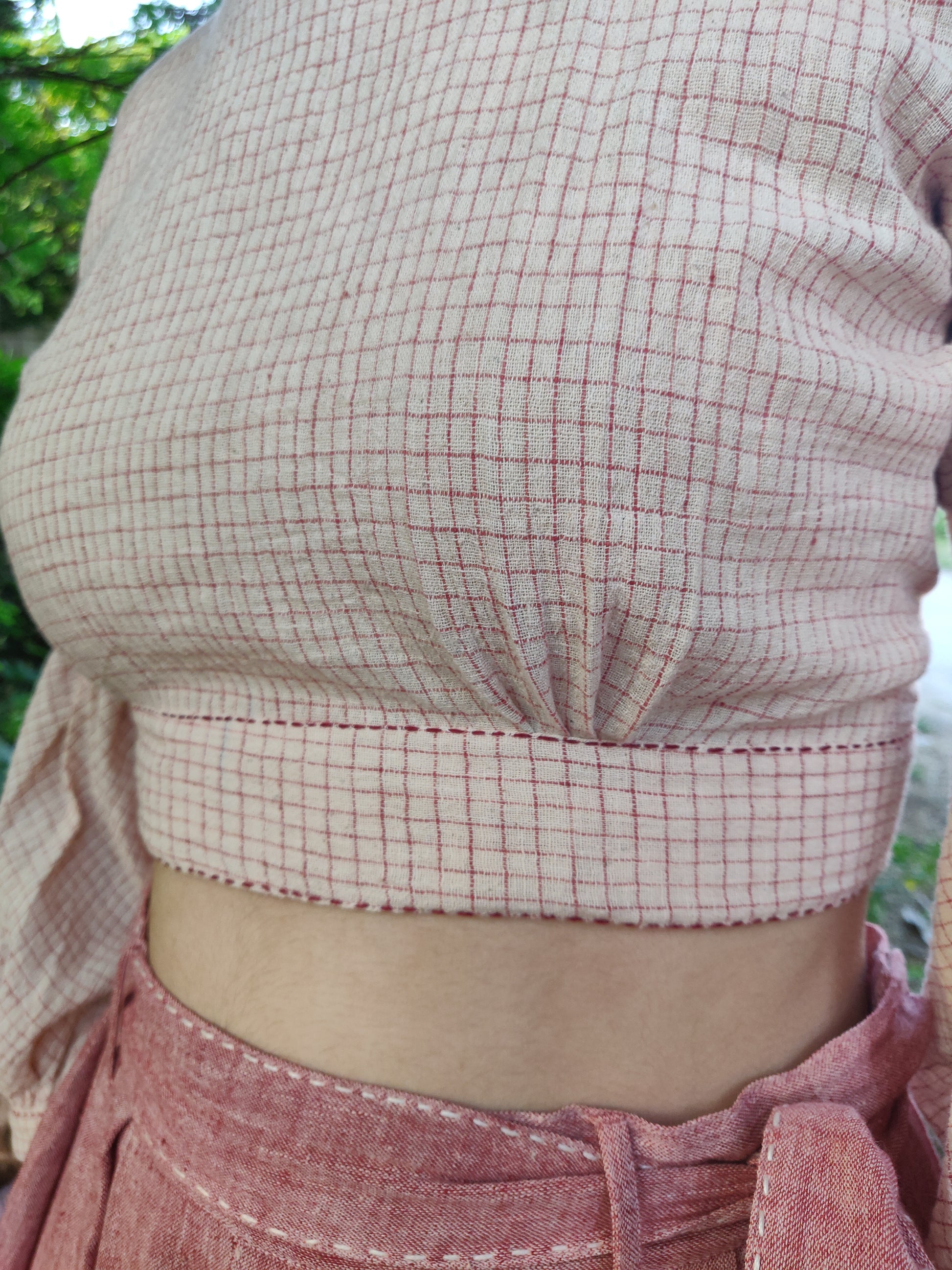 Madder Checks Crop Top - YESHA SANT