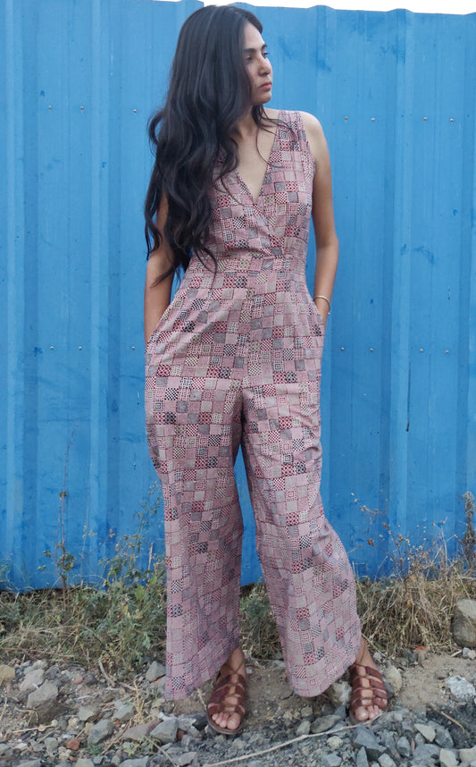 Vegetable Handblock Printed Jumpsuit - YESHA SANT