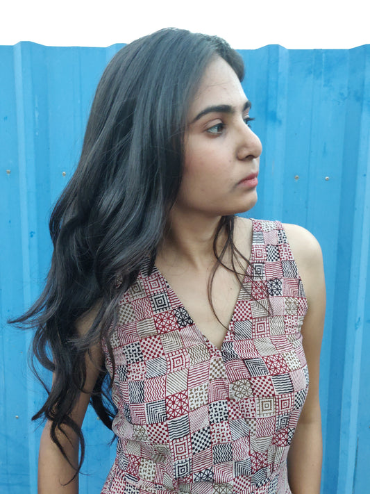 Vegetable Handblock Printed Jumpsuit - YESHA SANT