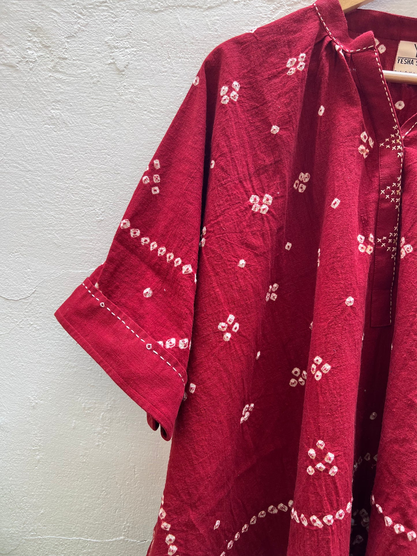 Bandhani Red Rabari Dots Kaftan Dress