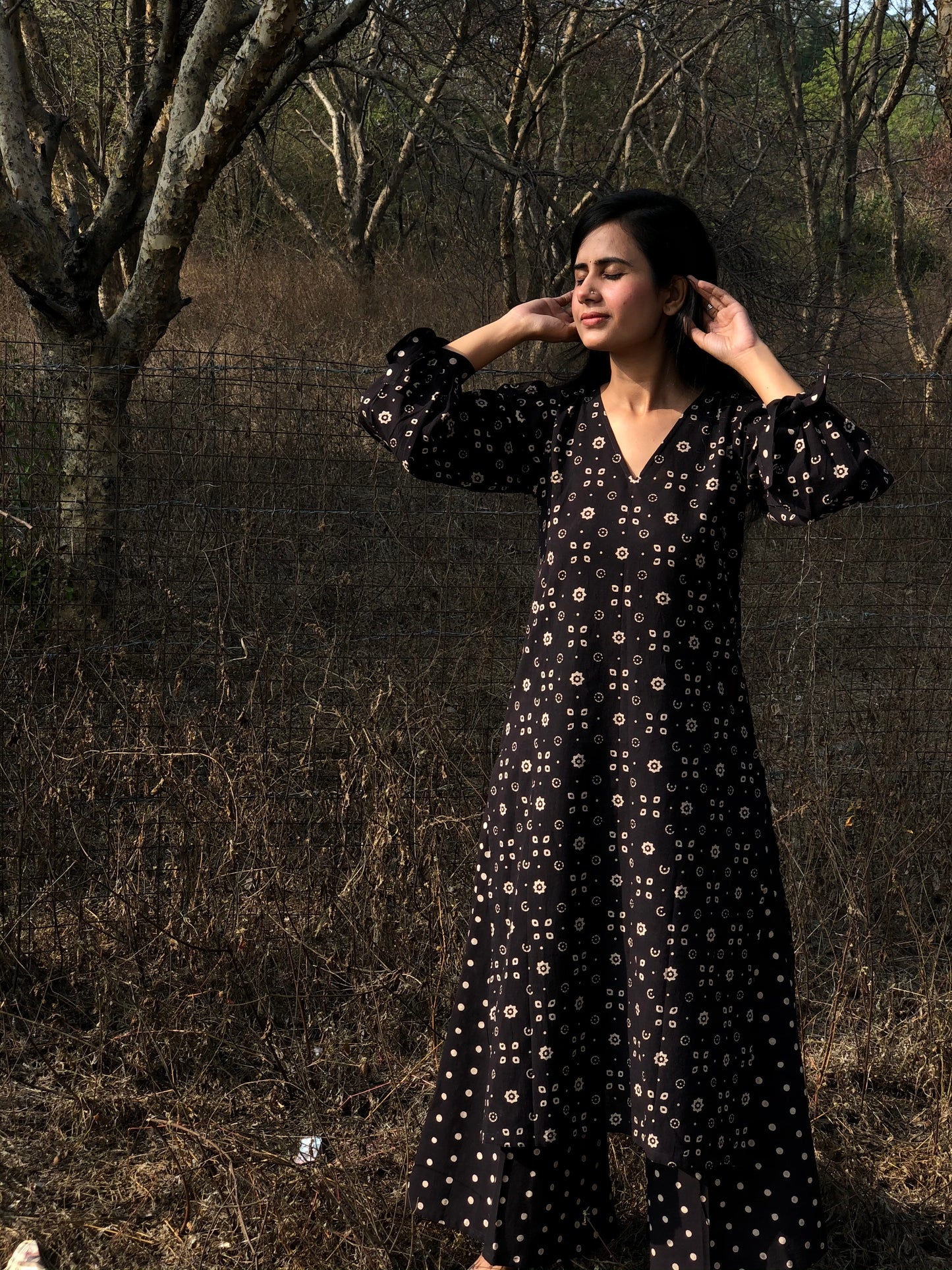 Star Print Ajrakh Kurta - YESHA SANT