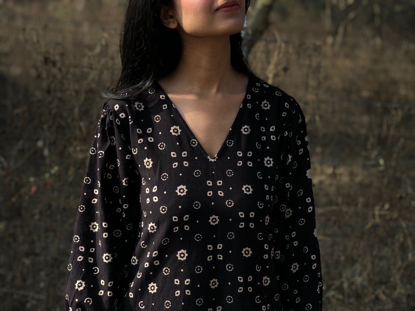 Star Print Ajrakh Kurta - YESHA SANT