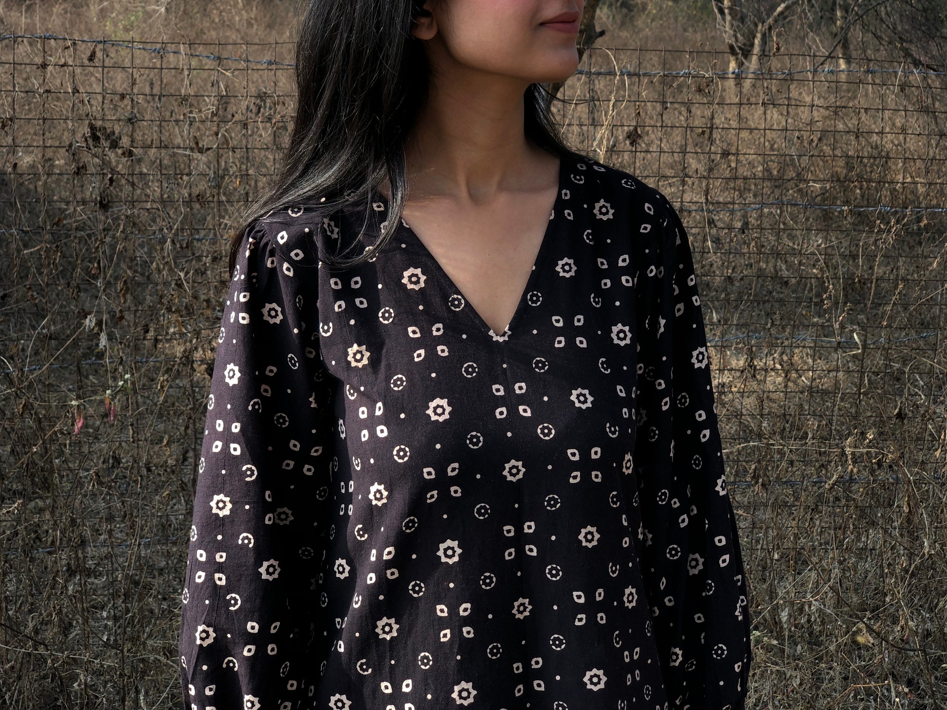 Star Print Ajrakh Kurta - YESHA SANT