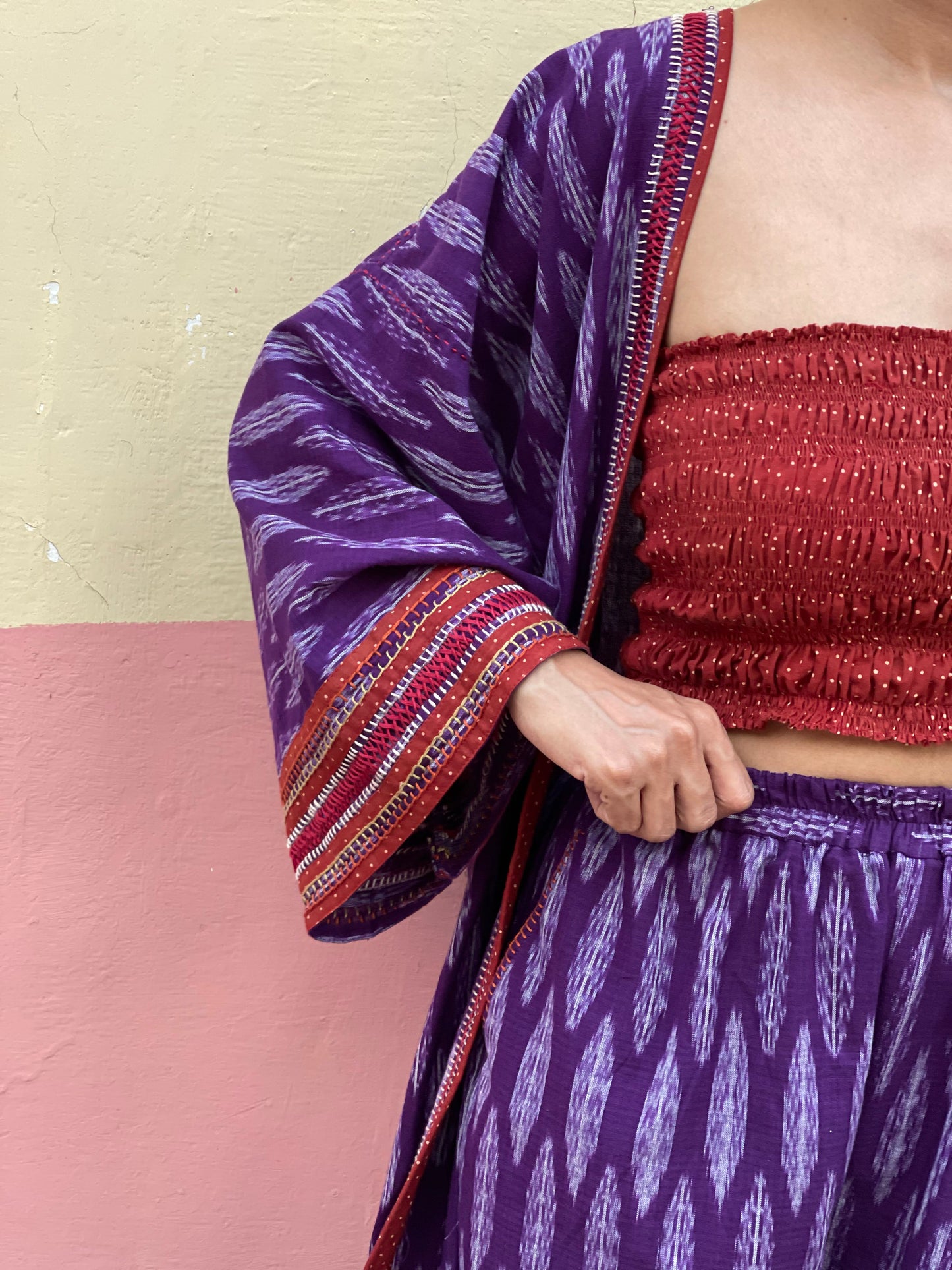 Ikat Applique Kimono