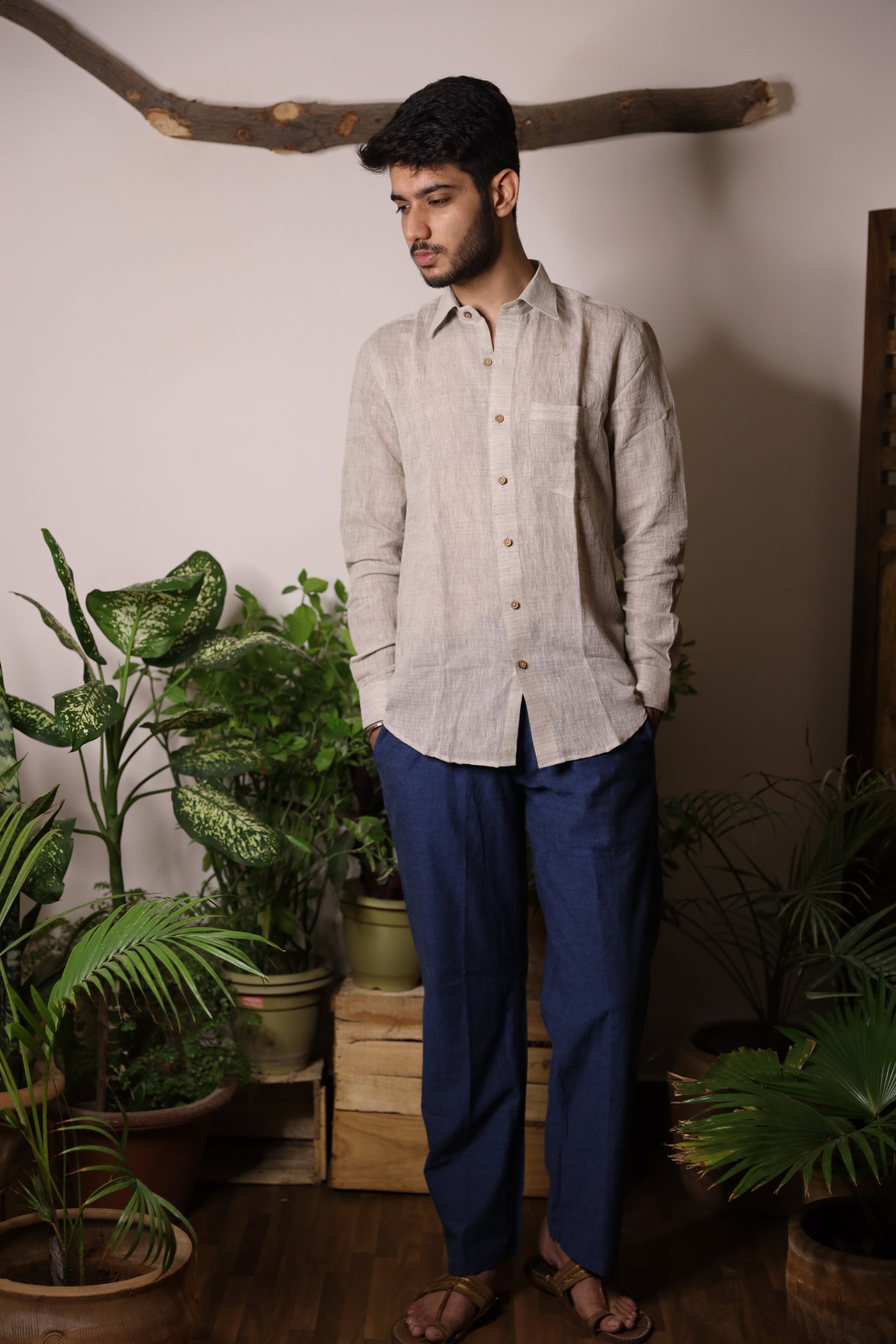 Grayscale Linen Shirt - YESHA SANT