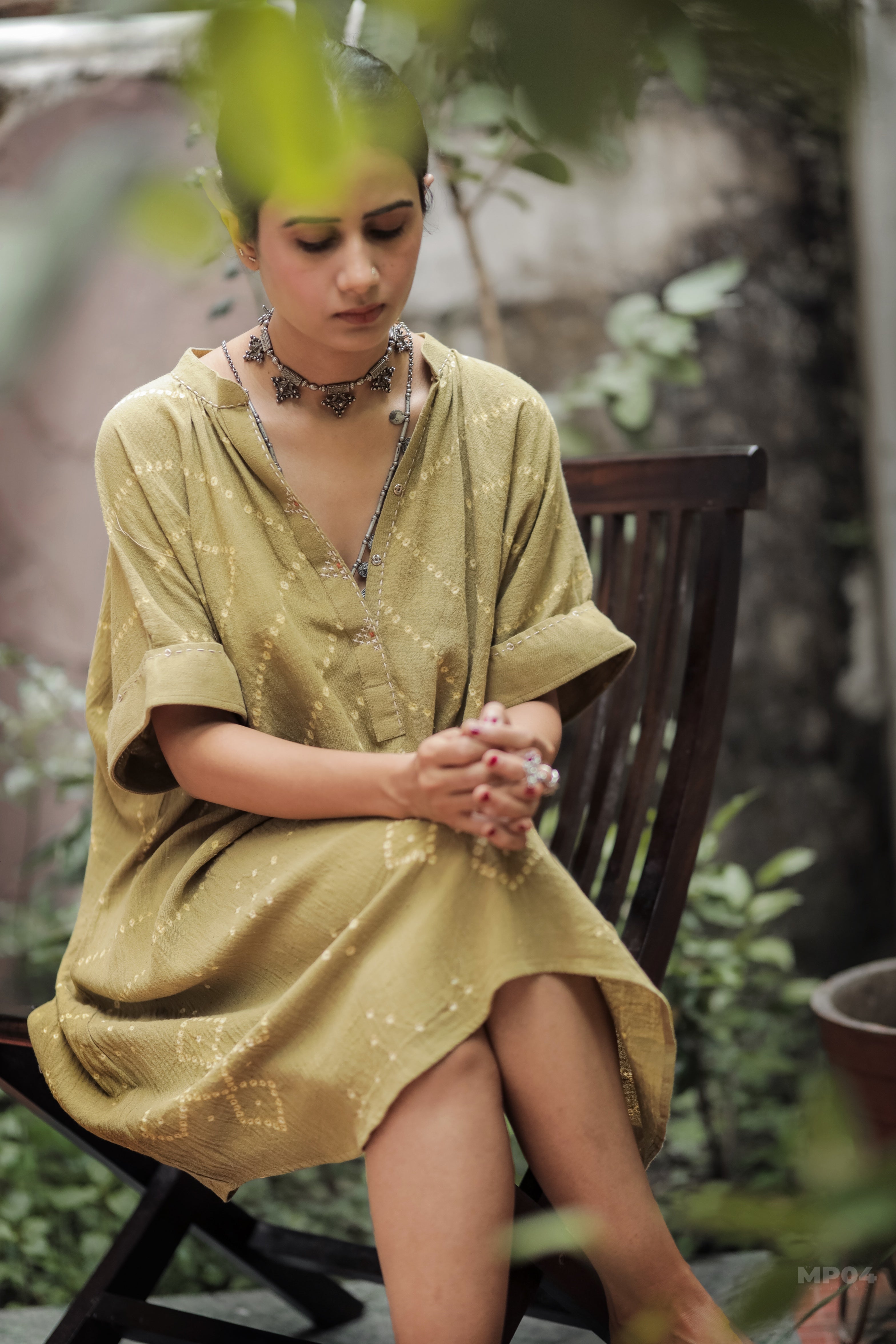 Bandhani Sage Kaftan Dress