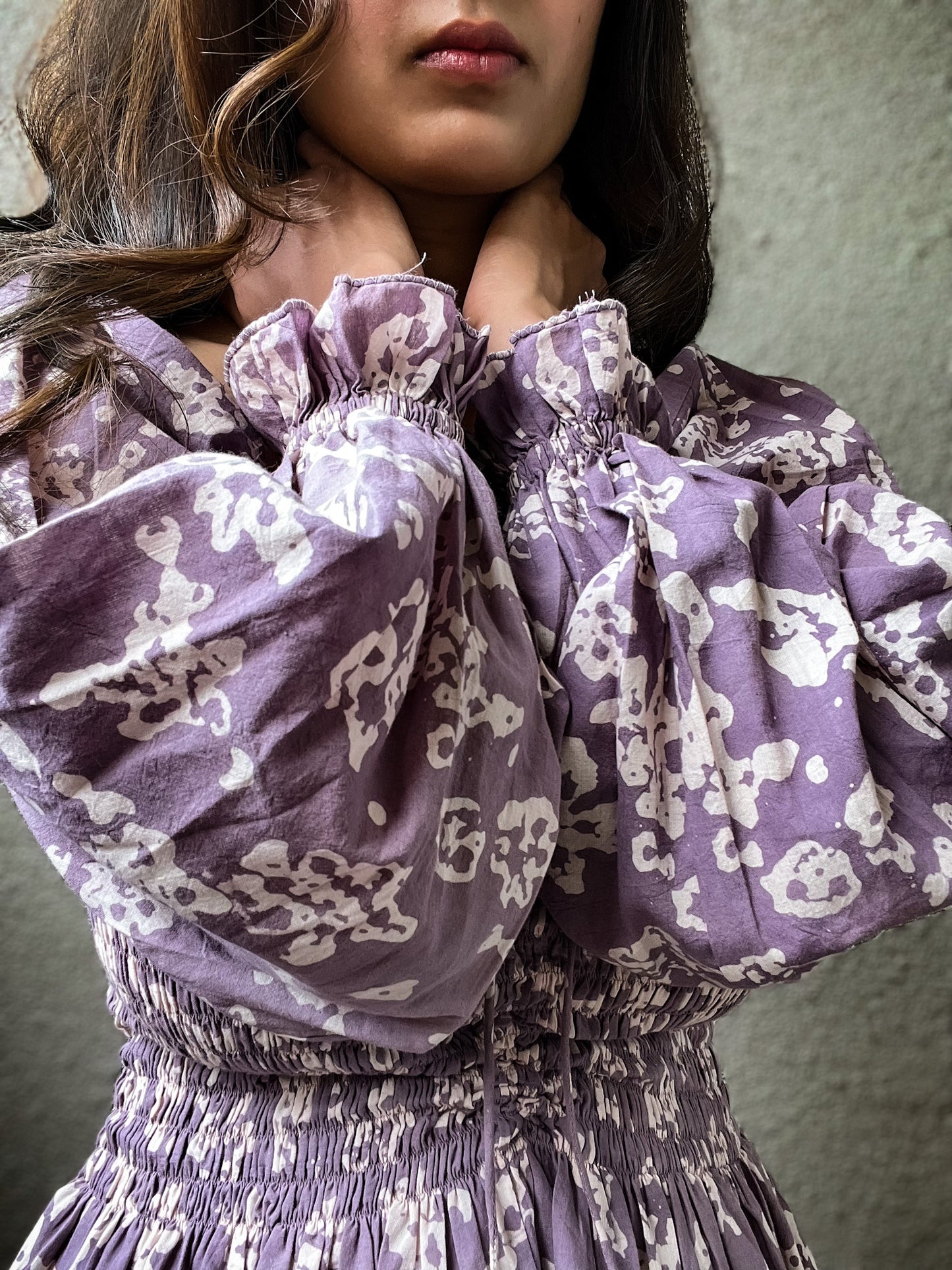 lilac batik square string dress