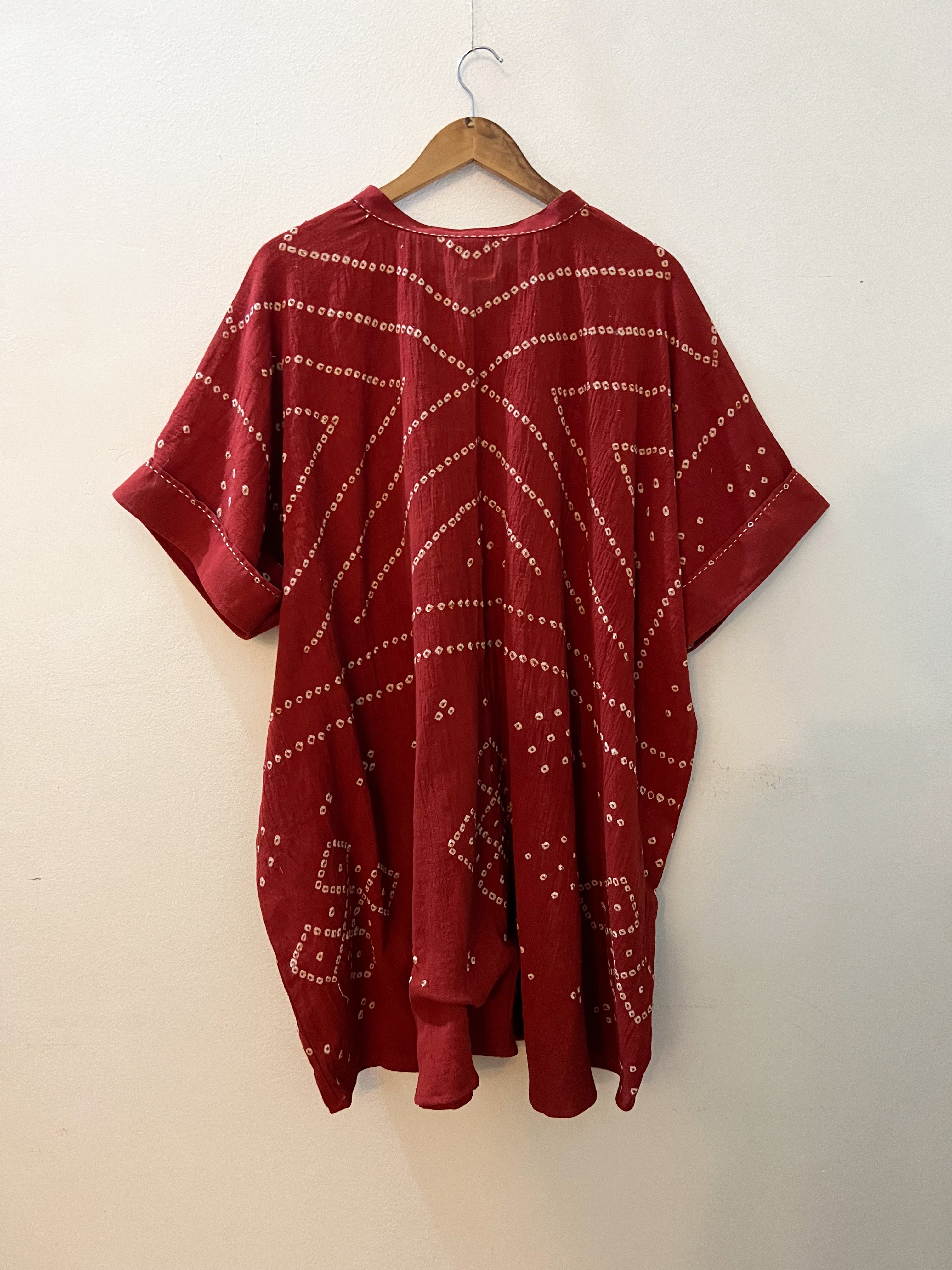 Bandhani Red Kaftan Dress