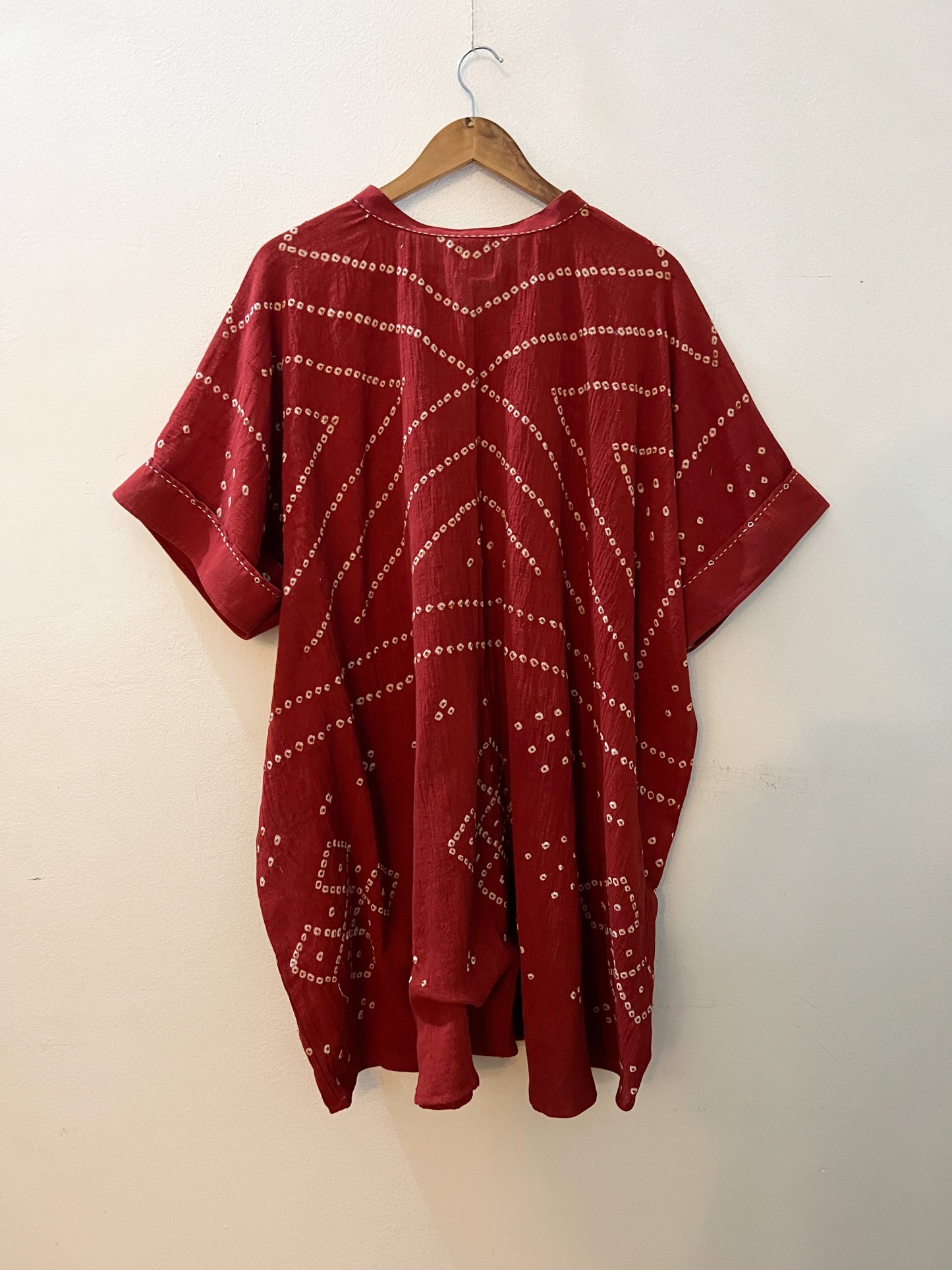 Bandhani Red Kaftan Dress (Free Size)