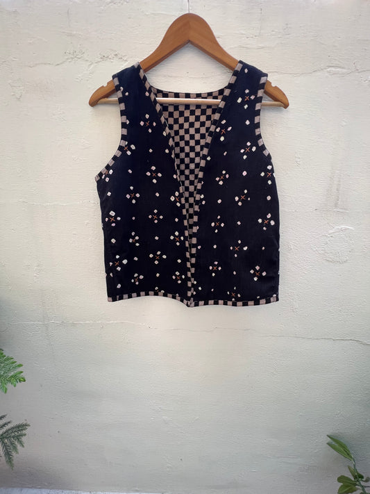 Bandhani Ajrakh Open Vest